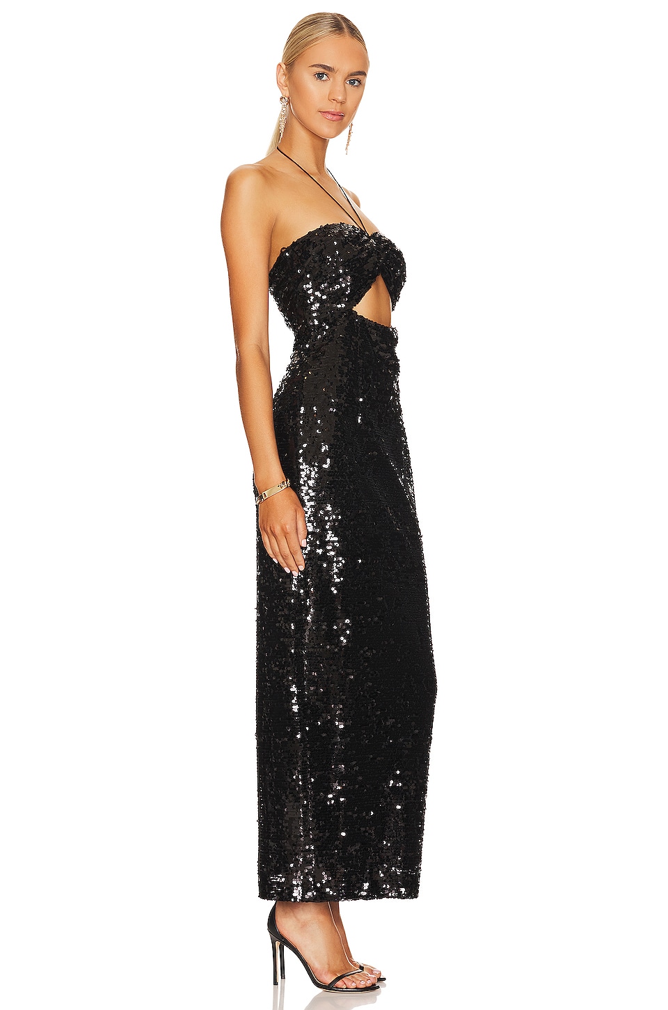green emerald velvet dress Long Strapless Sequin Dress With Leg Slit main image 0