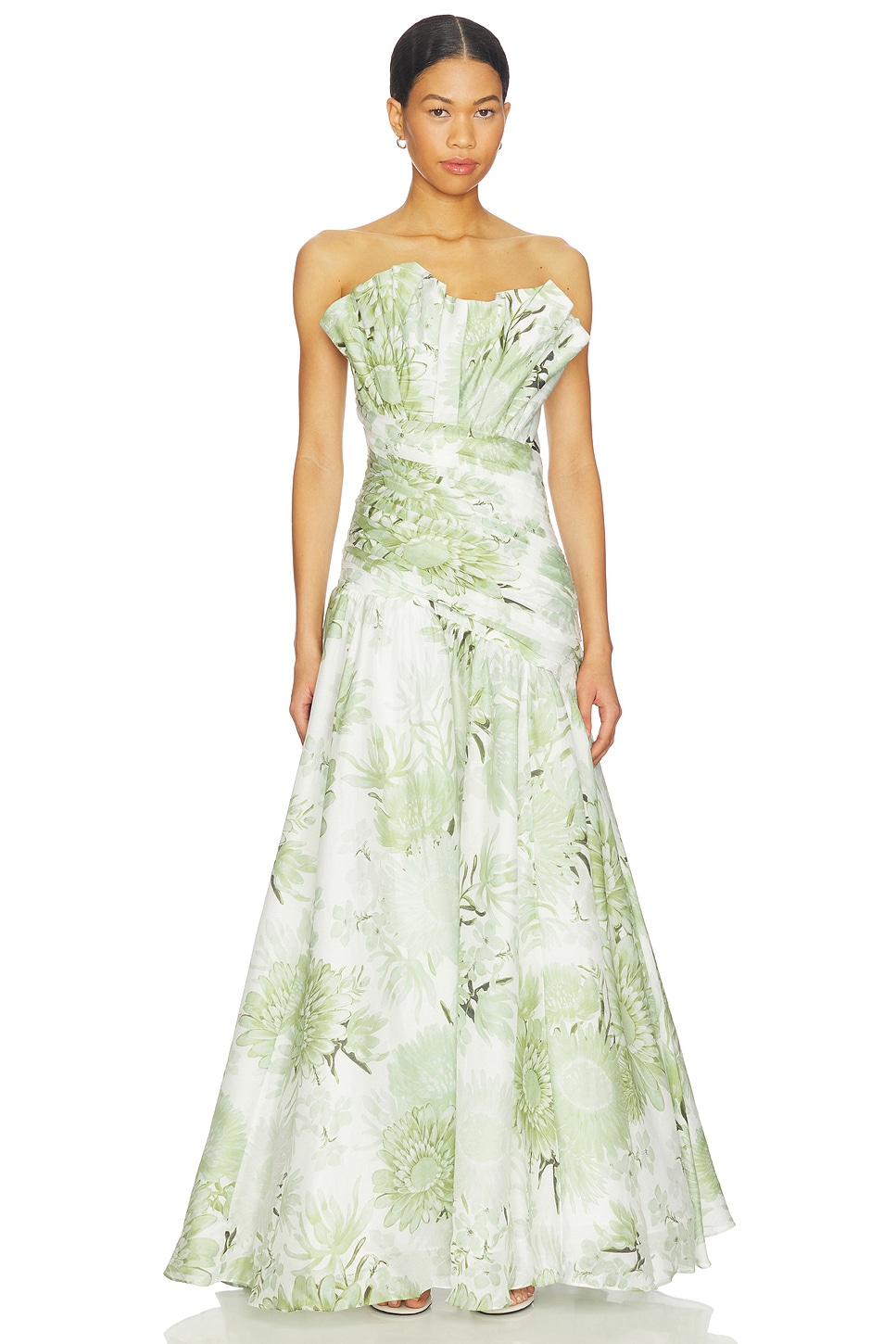 Aje Reflector Gown in Olive Native Floral | REVOLVE