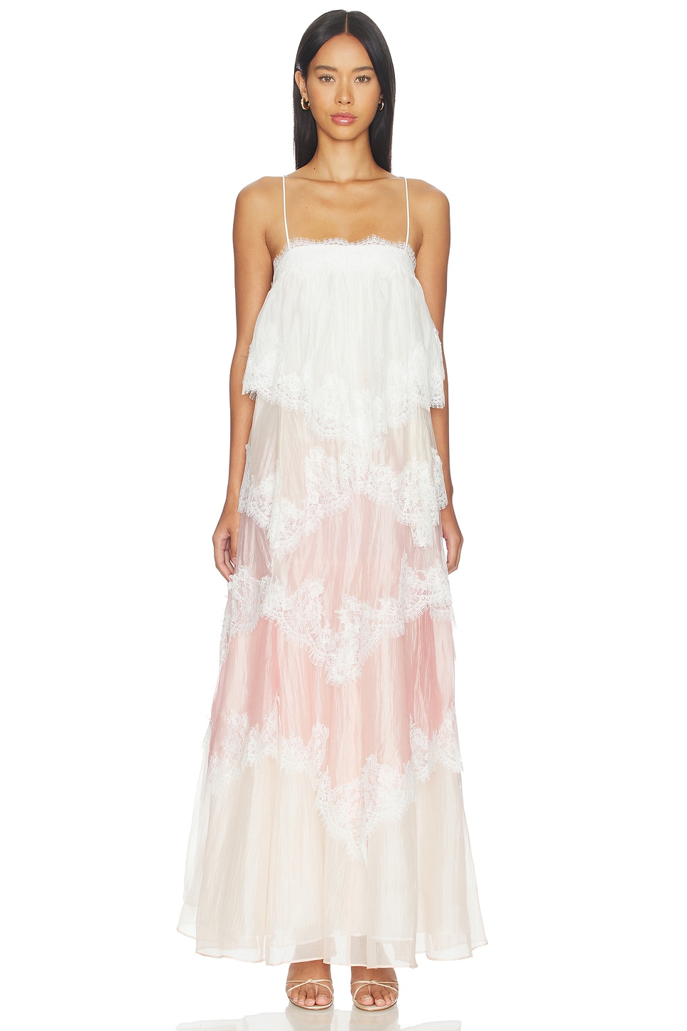 aje white lace dress Aje Ophelia Lace Gown in Multi