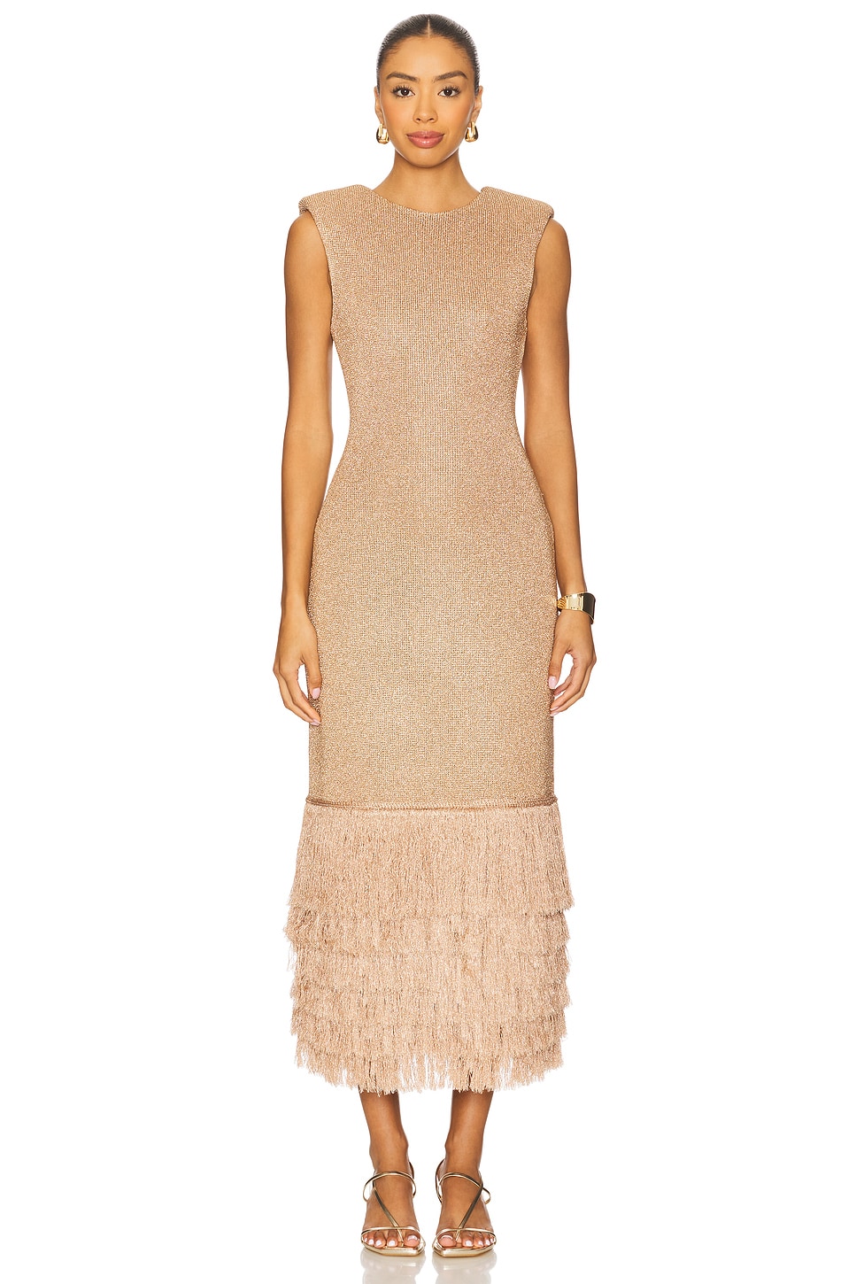 Aje Breeze Knit Midi Dress in Rose Gold | REVOLVE