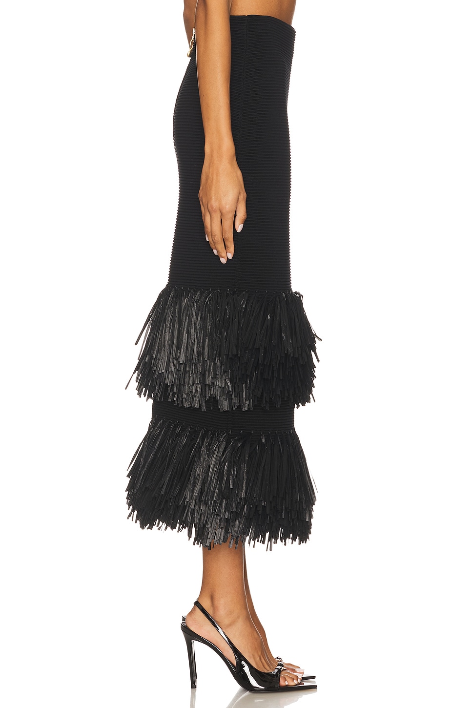 Aje Agave Knit Raffia Midi Skirt