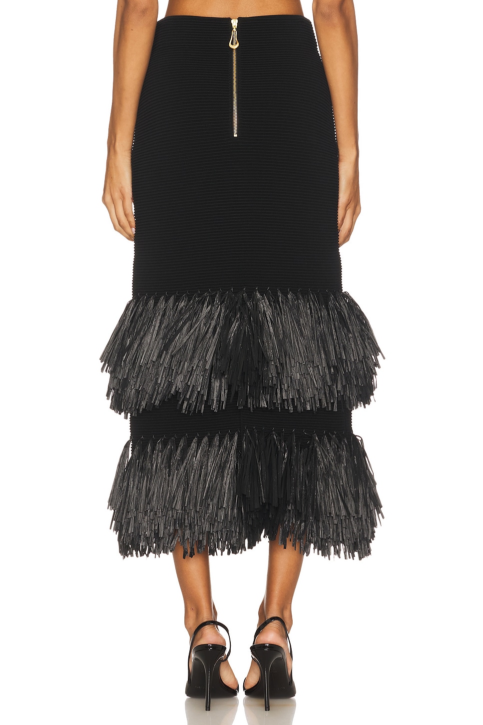 Aje Agave Knit Raffia Midi Skirt