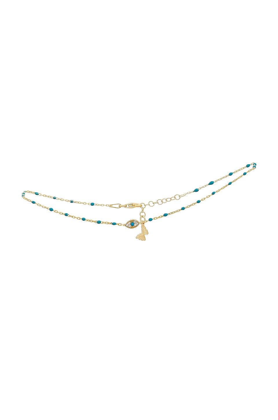 By Adina Eden Evil Eye Anklet in Turquoise