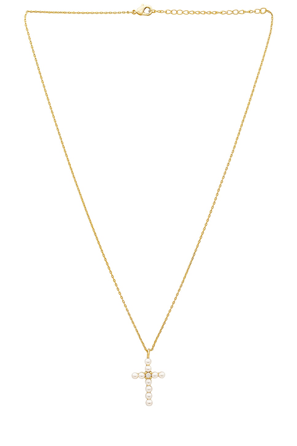 Pearl X Cz Cross Pendant Necklace