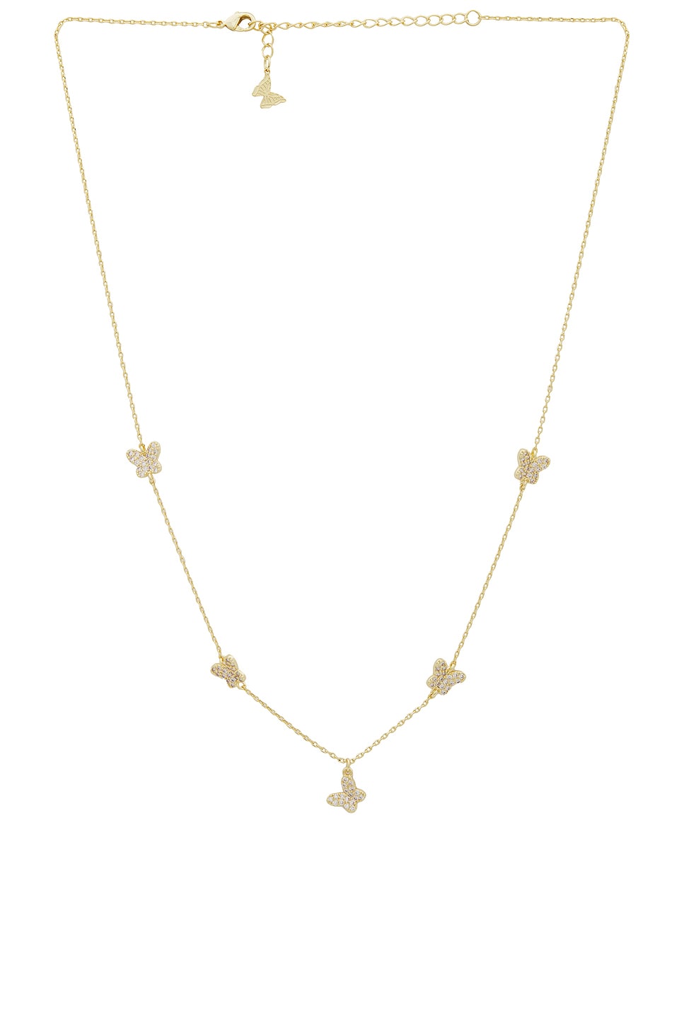 By Adina Eden Pave Multi Butterfly Dangle Necklace in Gold