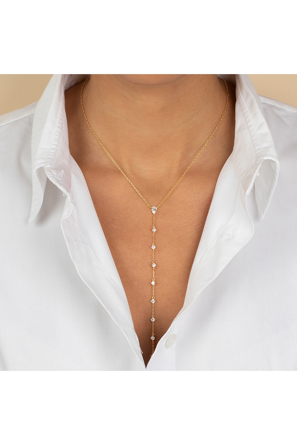 Teardrop Drop Lariat Necklace