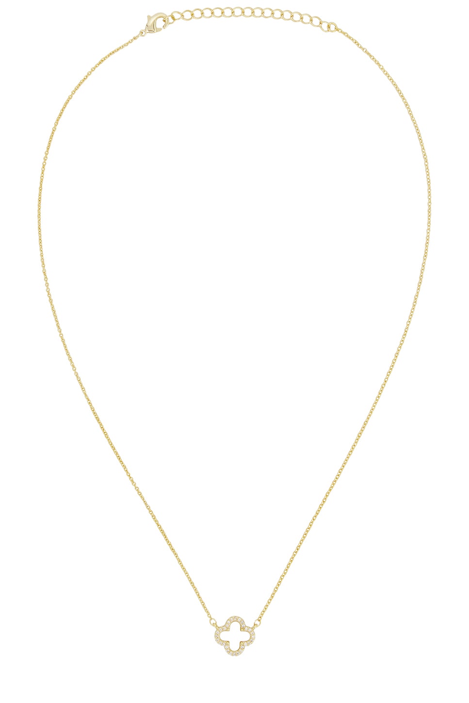 Pave Outlined Four Leaf Clover Necklace