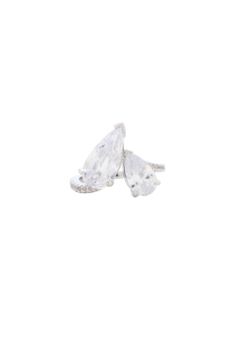 Pave Graduated Double Teardrop Ring