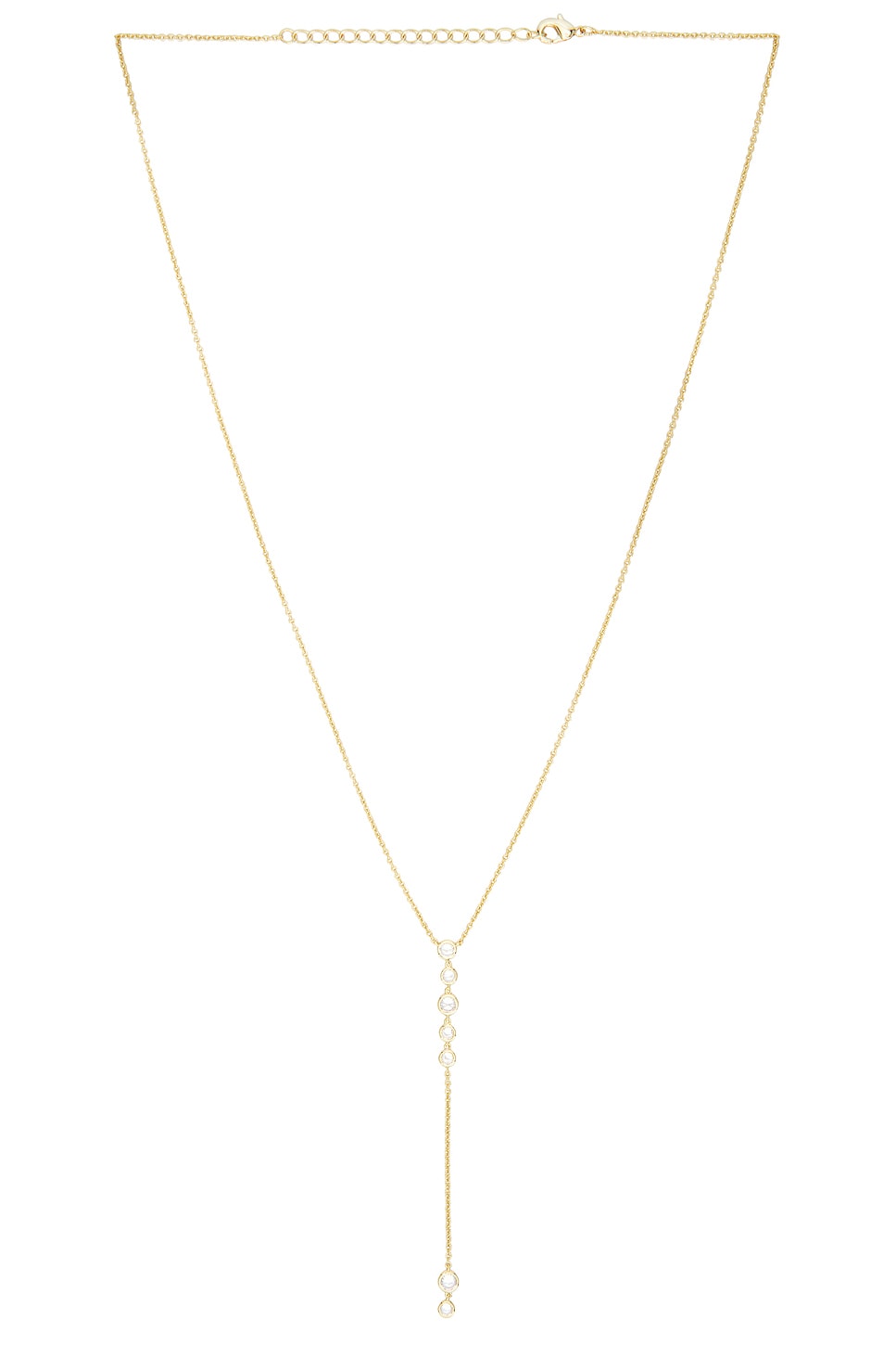 Multi Bezel Stone Drop Lariat Necklace