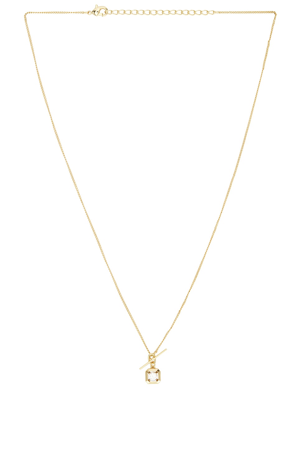 Square Solitaire Stone Toggle Charm Necklace