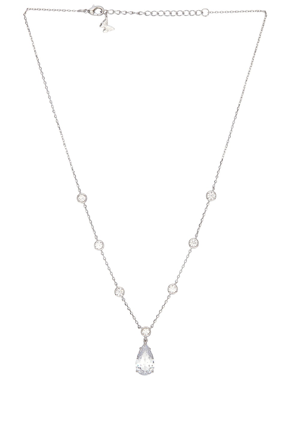 Fancy Cz Pear Drop Bezel Chain Necklace