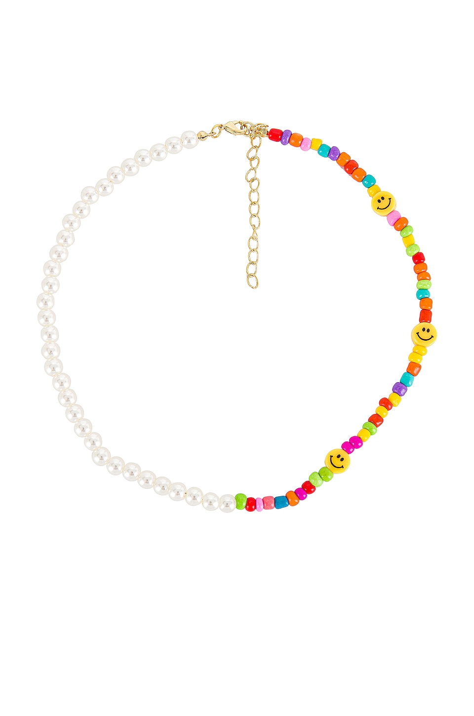 Jewels Smiley Face X Pearl Necklace 