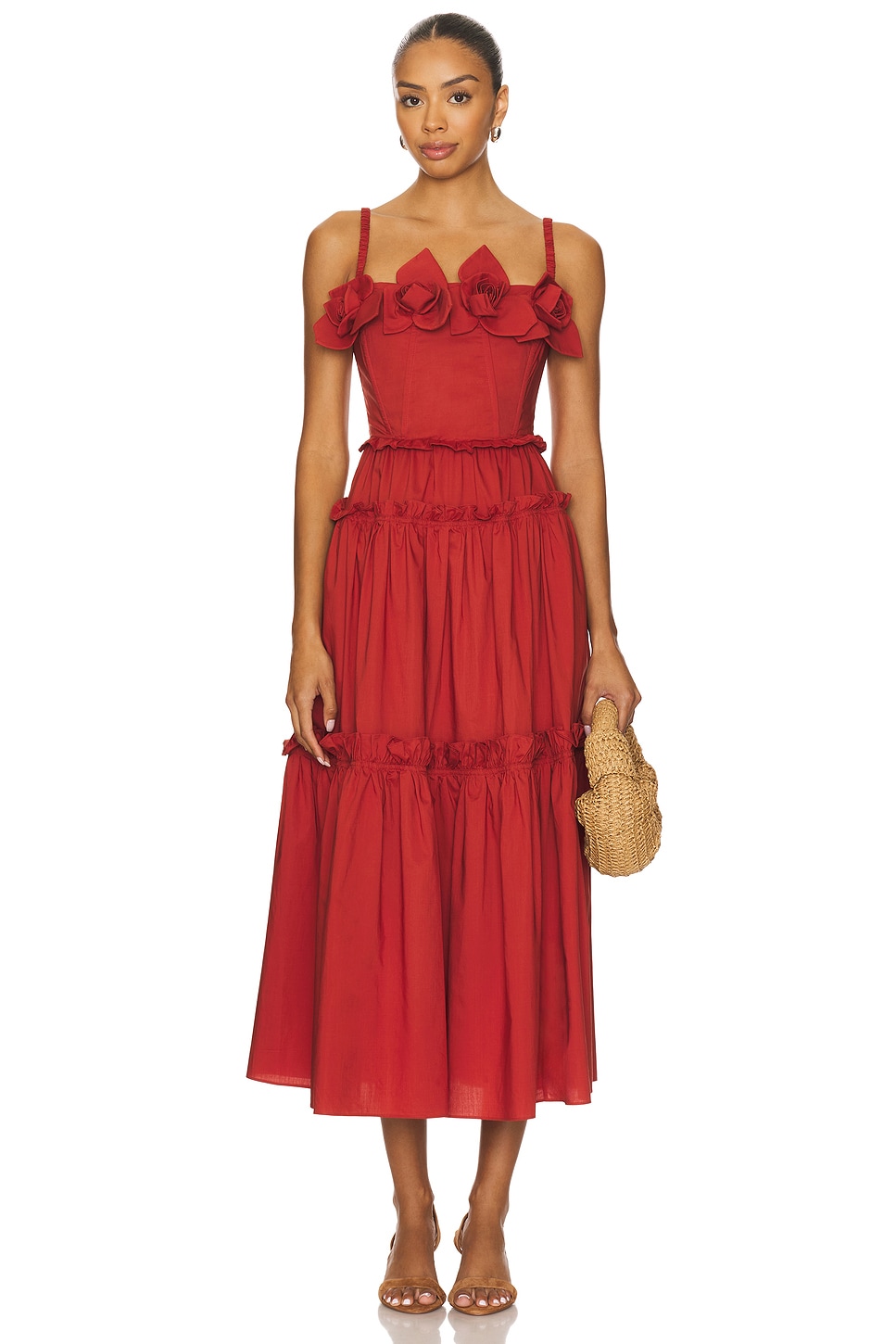 aknvas red ruffle dress AKNVAS Rach Dress in Clay