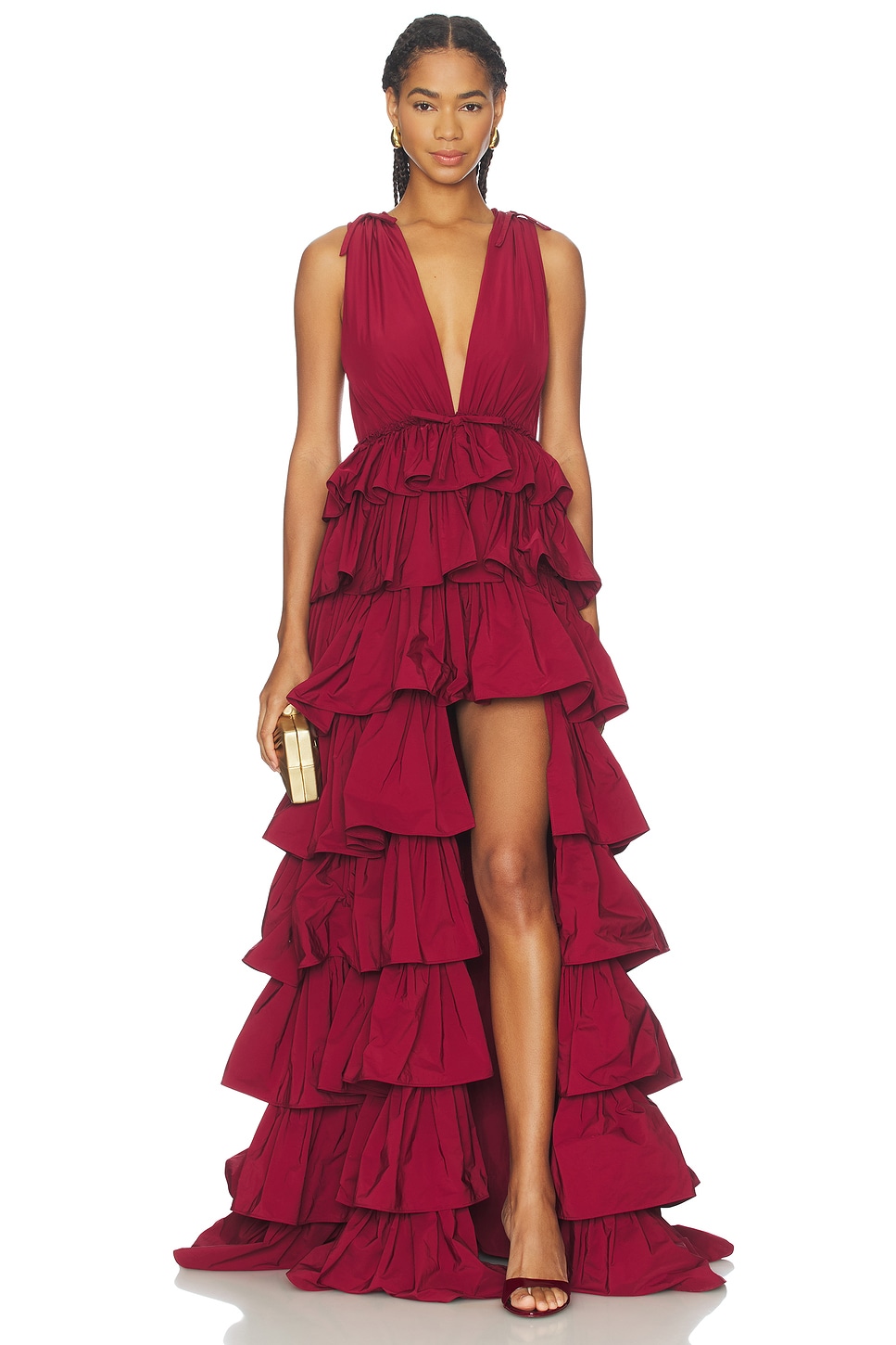 open lace back dress Amarra 89461 Size 6 RED Ruffle Prom Dress Basque Corset – Glass Slipper  Formals main image 1