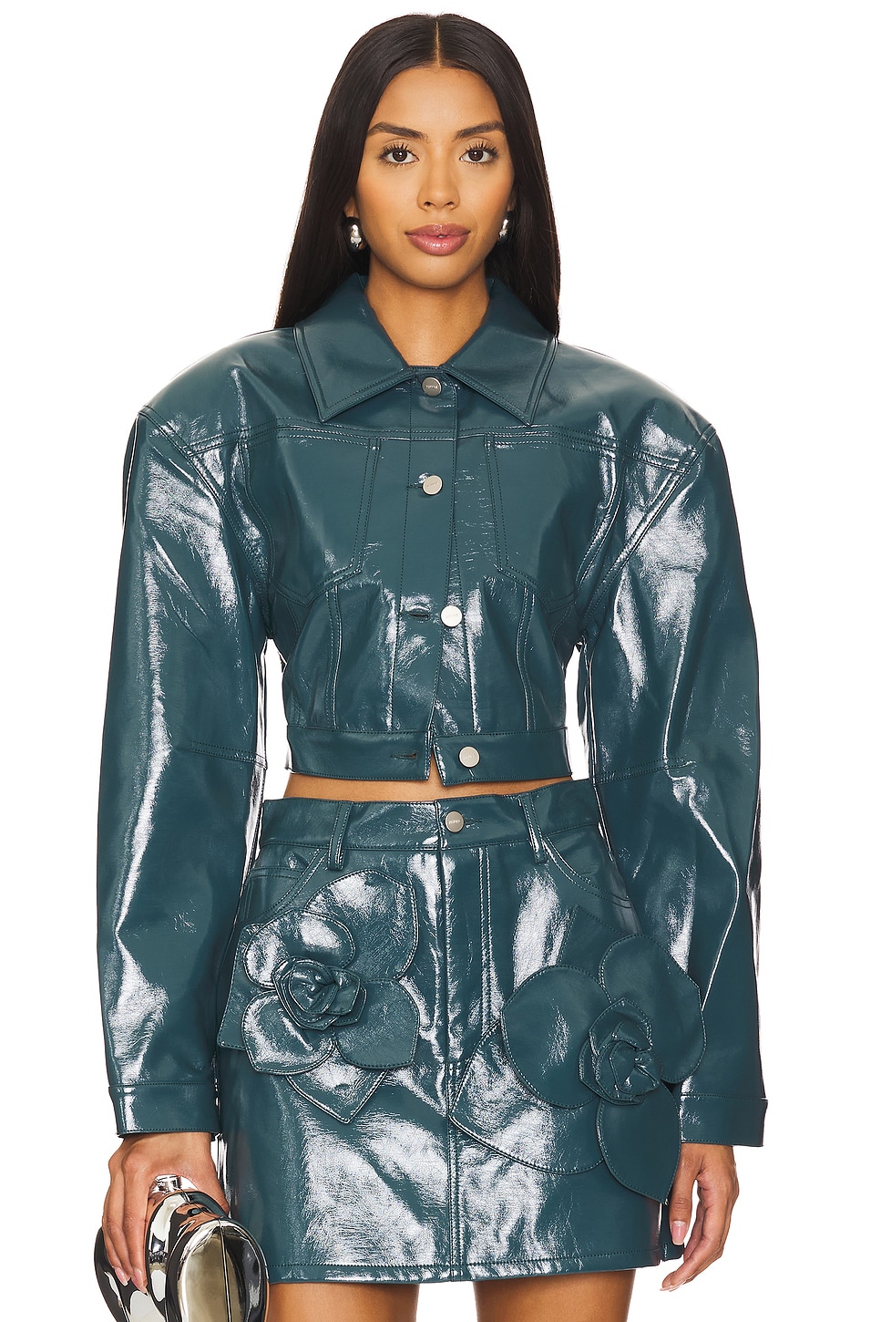 AKNVAS Cropped Mercer Jacket in Sarcelle | REVOLVE