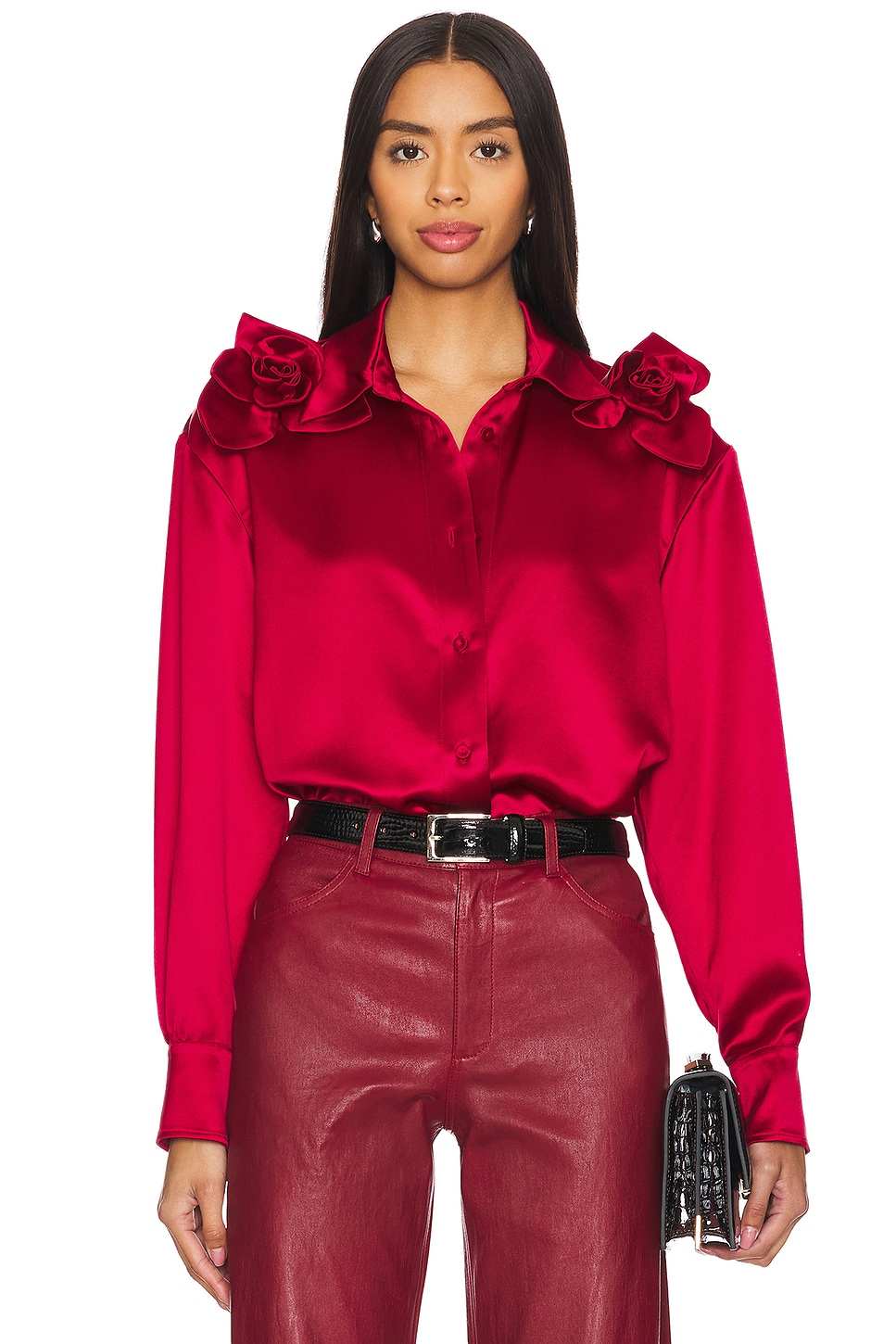 Aknvas Flor Satin Button Down Shirt