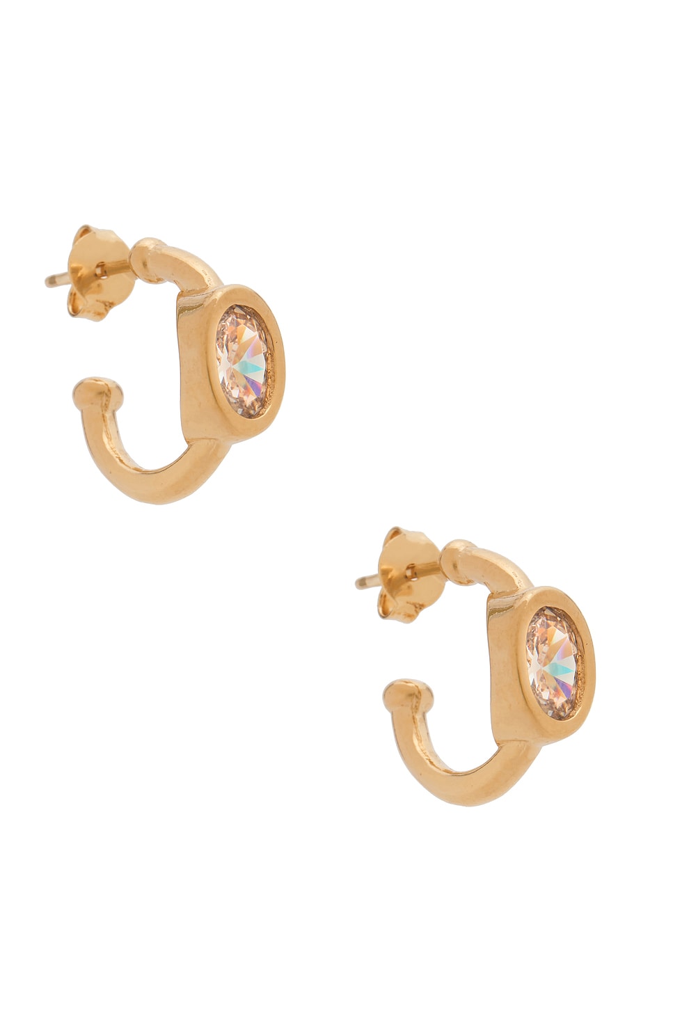 Bezel Oval Hoop Earrings