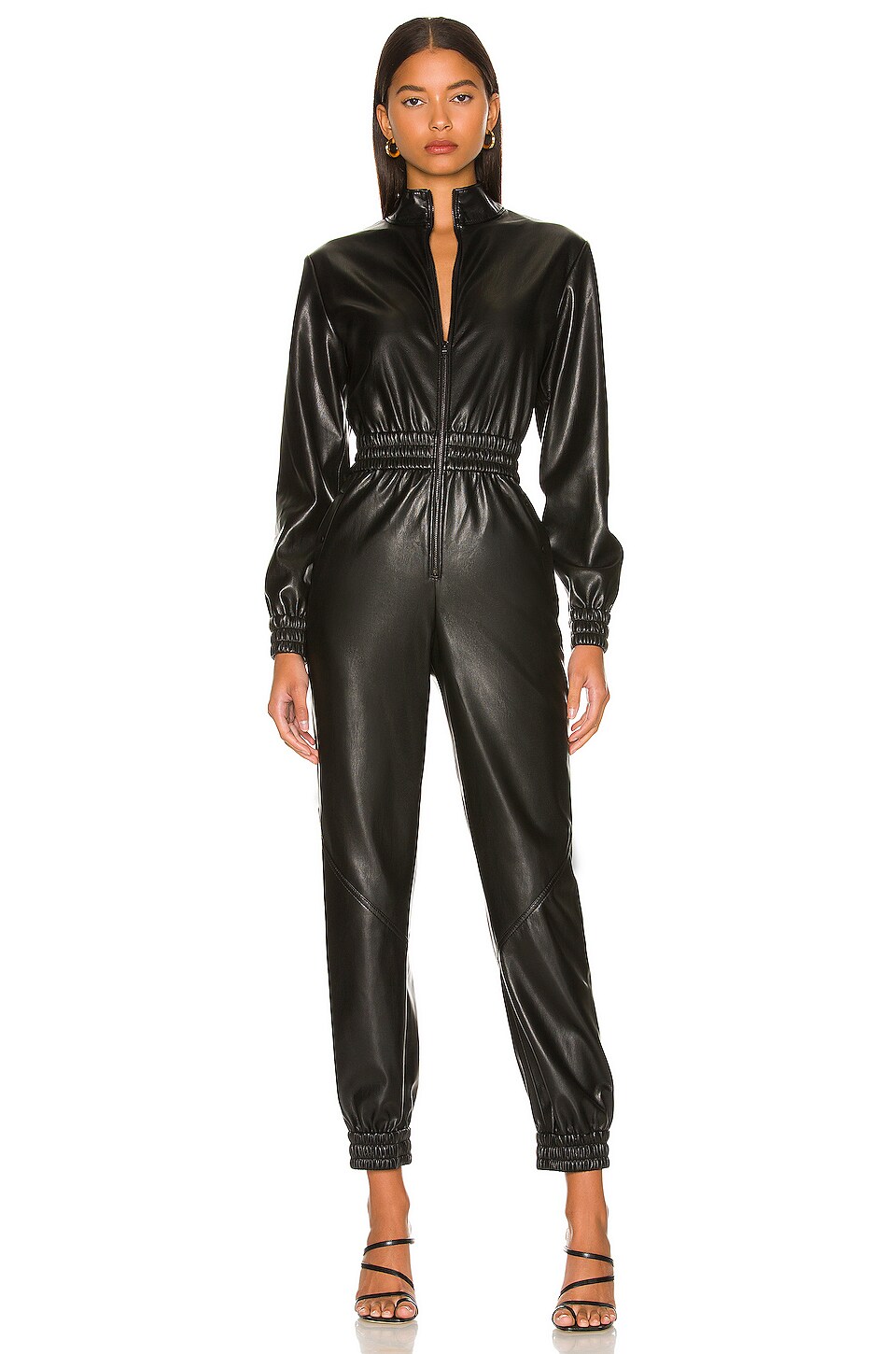 Alice + Olivia Levi Vegan Leather Jumpsuit in Black | REVOLVE