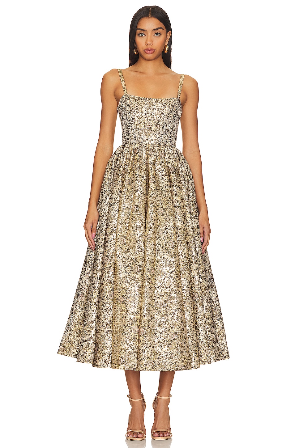 Alice and olivia gold shops dress