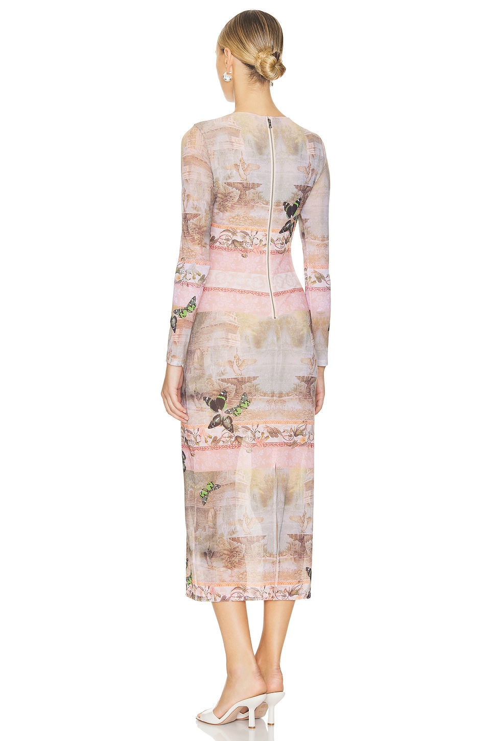 delora fitted long sleeve maxi dress ALICE + OLIVIA Delora Graphic Long-Sleeve Maxi Dress