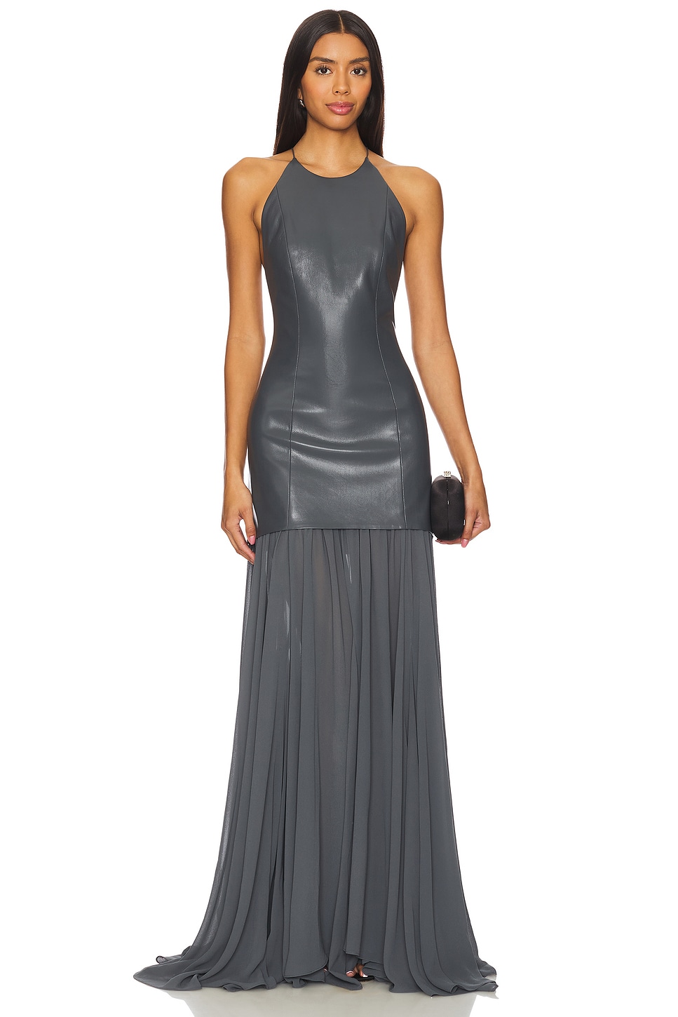 Alice & Olivia gunmetal gray maxi deals dress