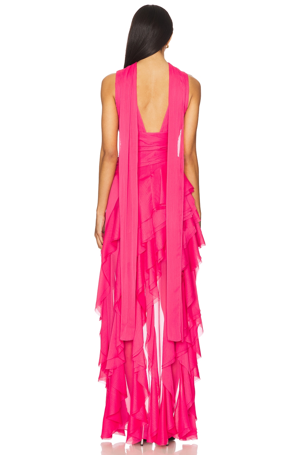 Alice + Olivia Holly Ruffle Maxi Dress With Scarf in Raspberry