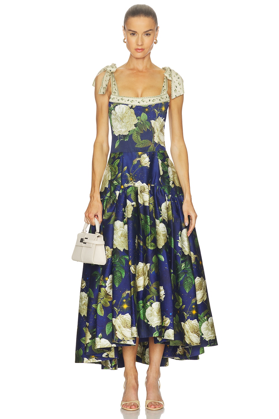 Alice + Olivia Rosalee Tie Strap Bustier Midi Dress in Twilight