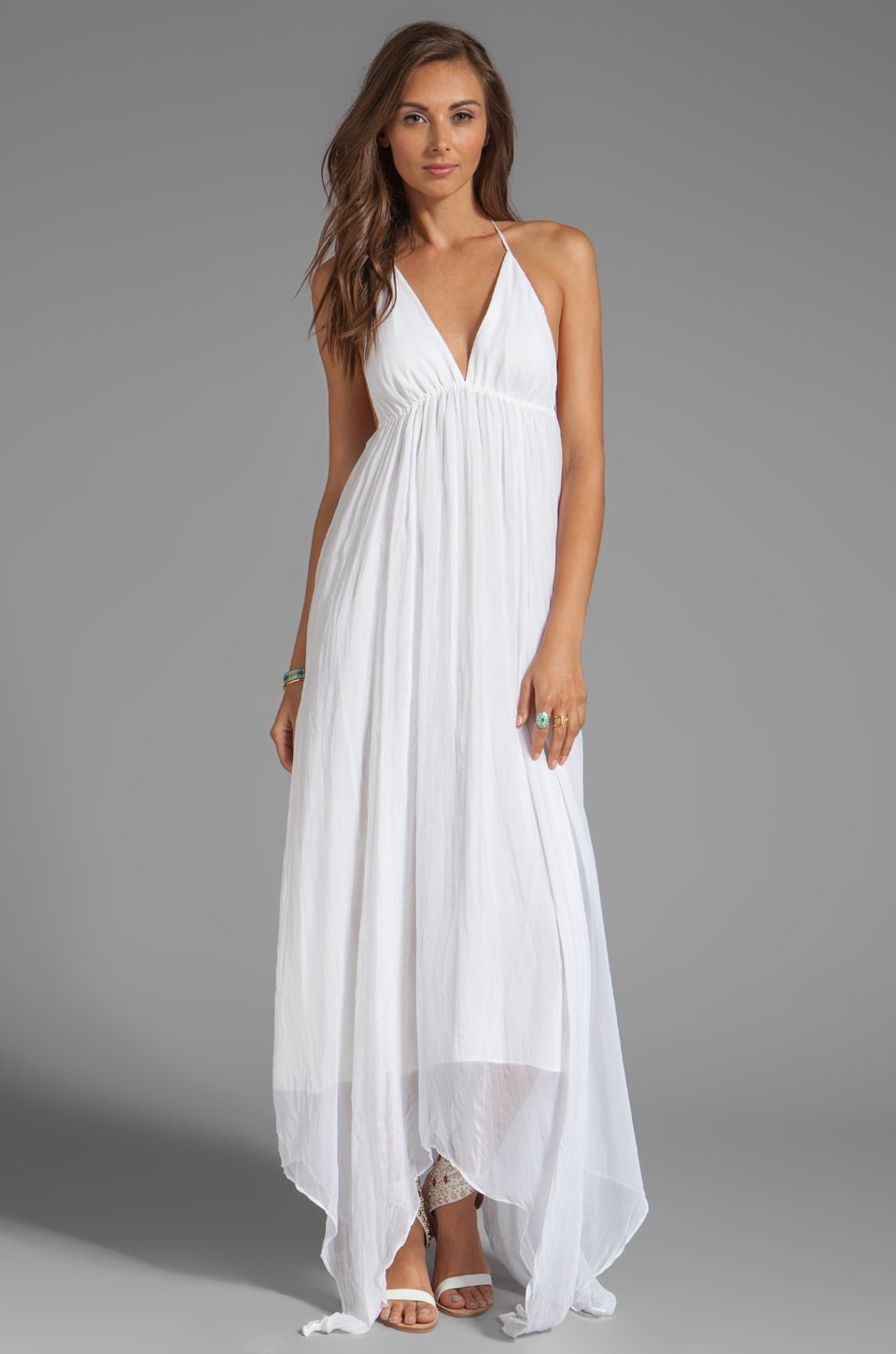Alice + Olivia Bade Triangle Top Halter Dress in White | REVOLVE