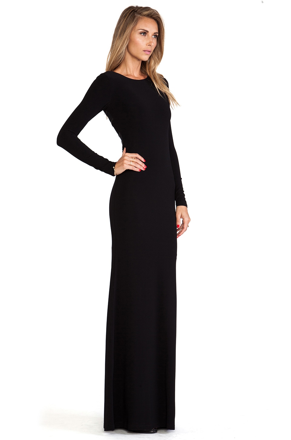 Black womens maxi dress long sleeves