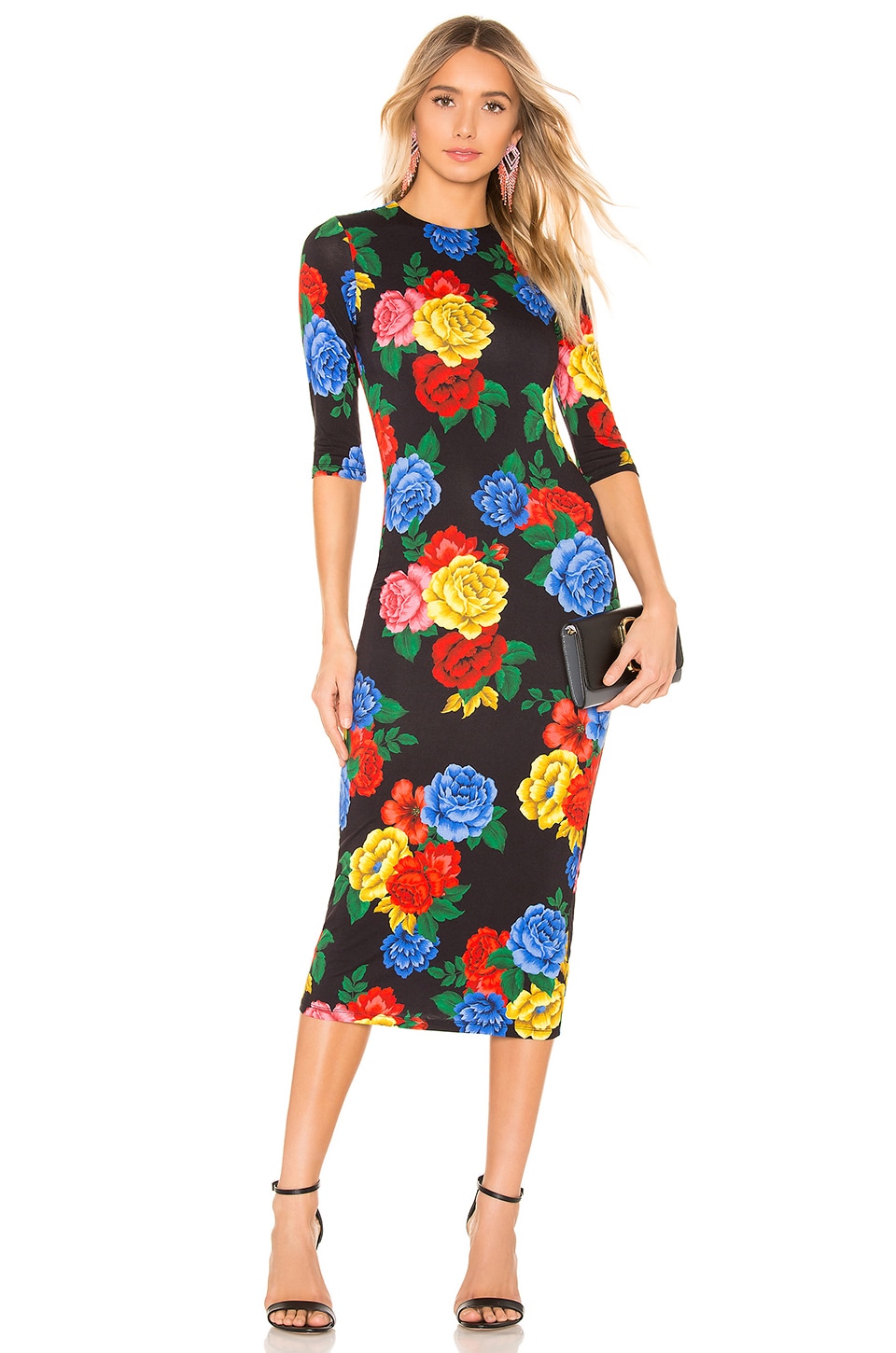 Alice Olivia Delora Fitted Dress In Camellia Bouquet Revolve 8236