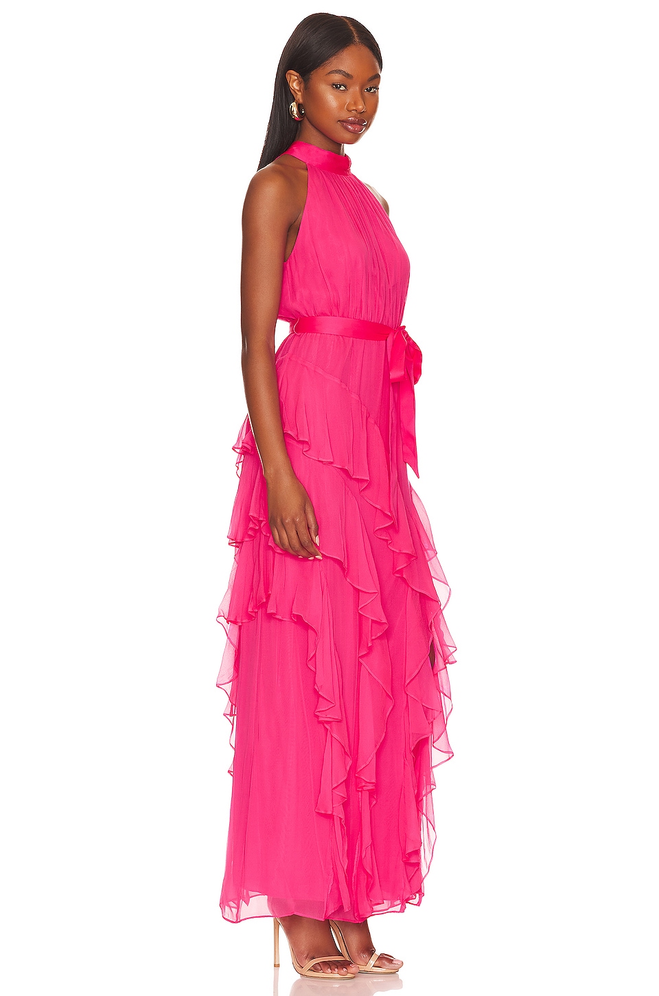 Alice + Olivia Emelia Halter Gown in Wild Pink