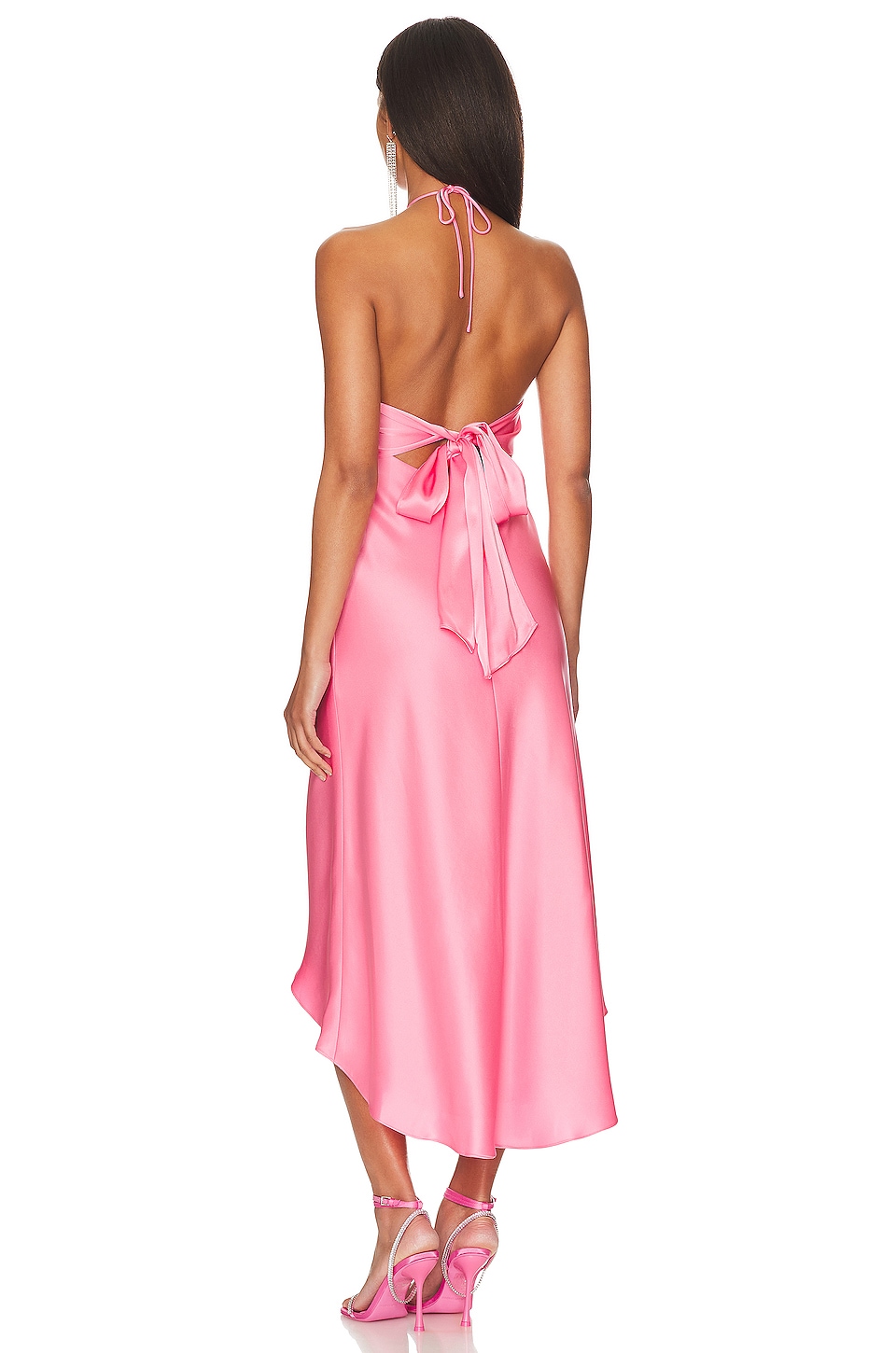 alice and olivia satin dress Alice + Olivia Rayni Satin Halterneck High Low Midi-Dress size 0
