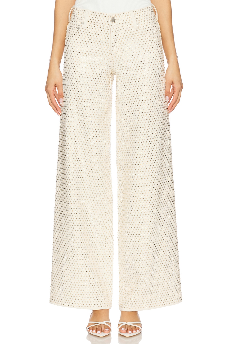 Alice + Olivia Trish Low Rise Embellished Baggy Jeans in