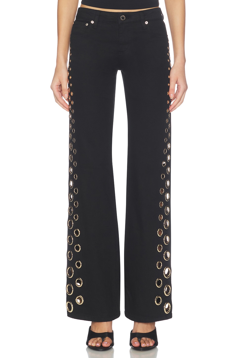 Roxie Low Rise Straight Flare Full Length Jean With Grommets