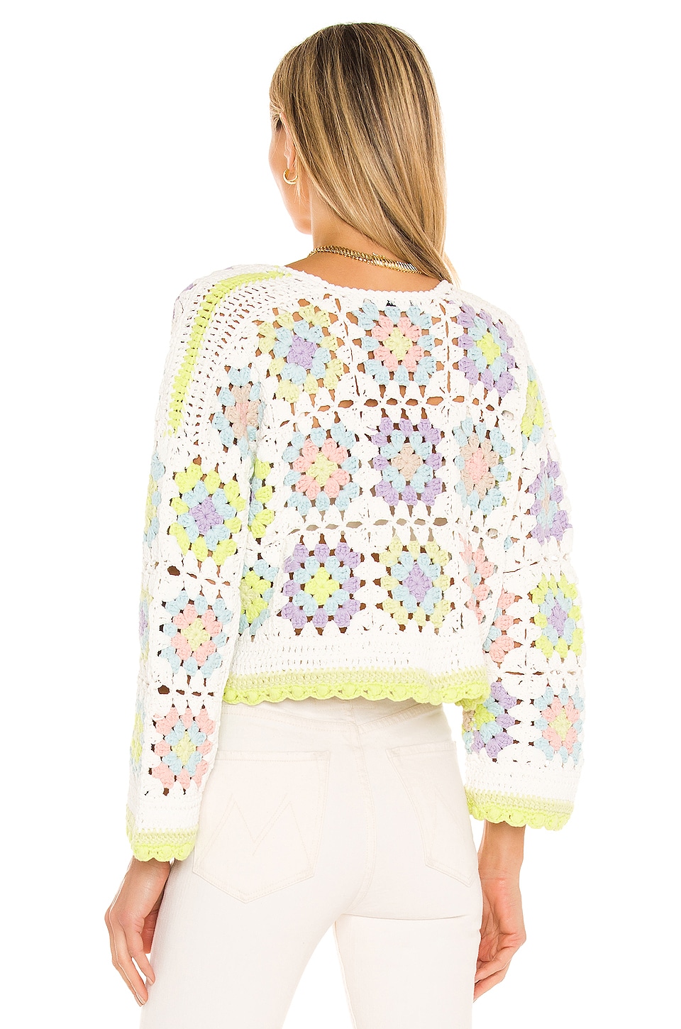 Alice + Olivia Anderson Crop Boxy Crochet Cardigan in Multi | REVOLVE