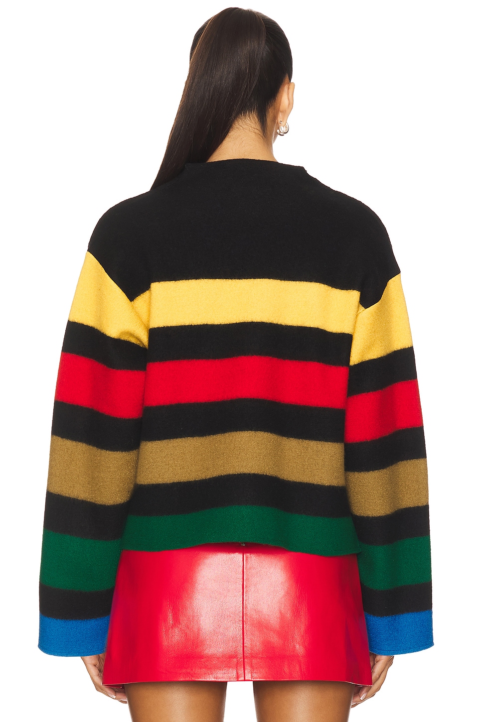 alice + olivia Pearson Collared Striped Sweater Jacket