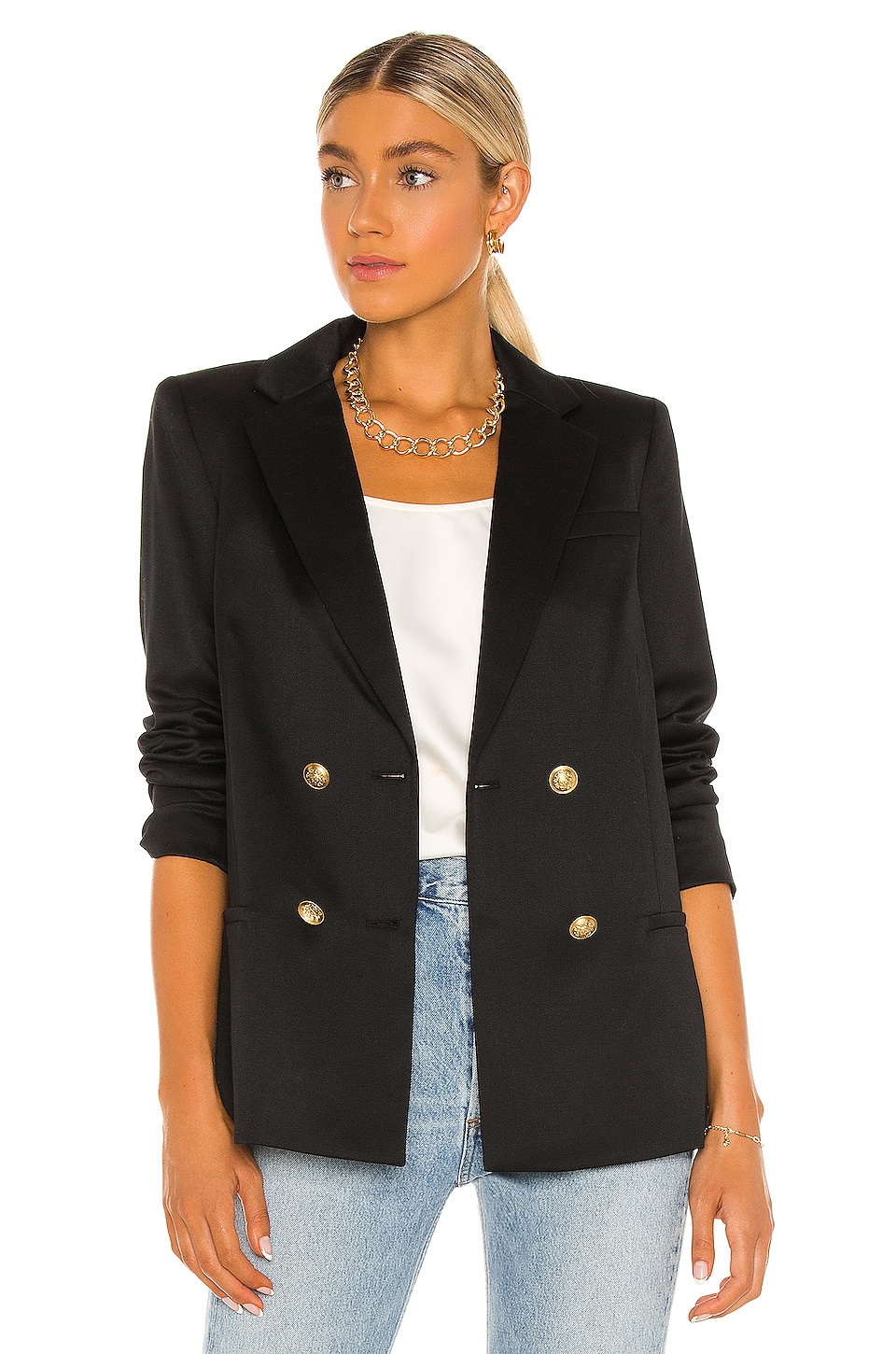 Alice + Olivia Bergen Double Breasted Loose Blazer in Black | REVOLVE