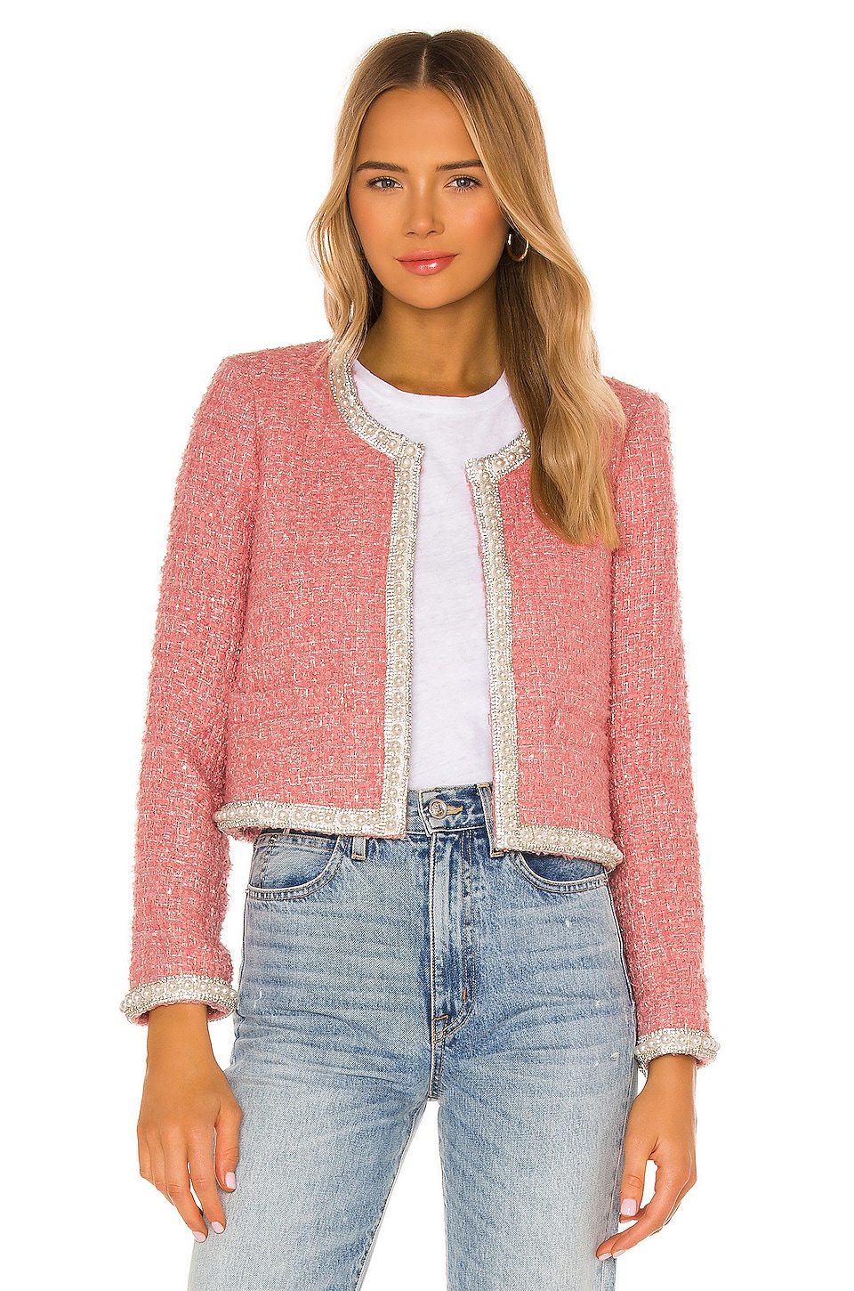 Alice + Olivia Gwyneth Embellished Box Jacket in Rose | REVOLVE