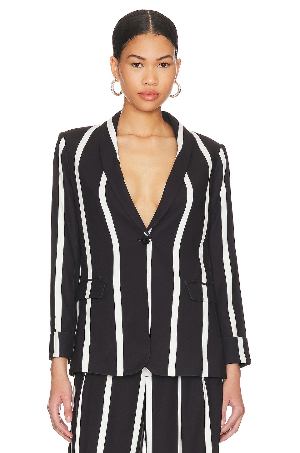 Alice + Olivia Macey Blazer in Modern Vertical Stripe