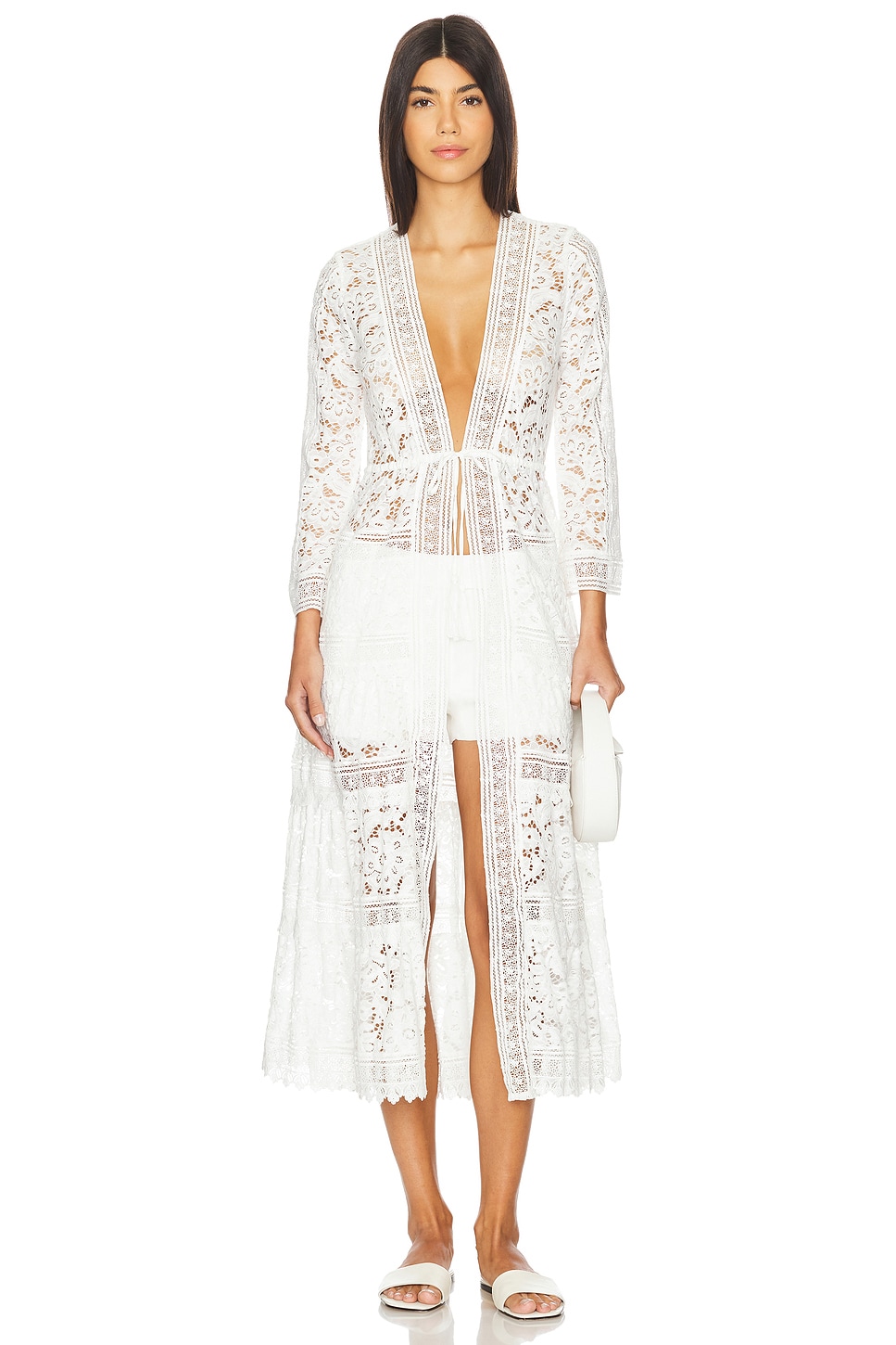 Talia Drawstring Robe Alice + Olivia Talia Drawstring Robe in Off White | REVOLVE
