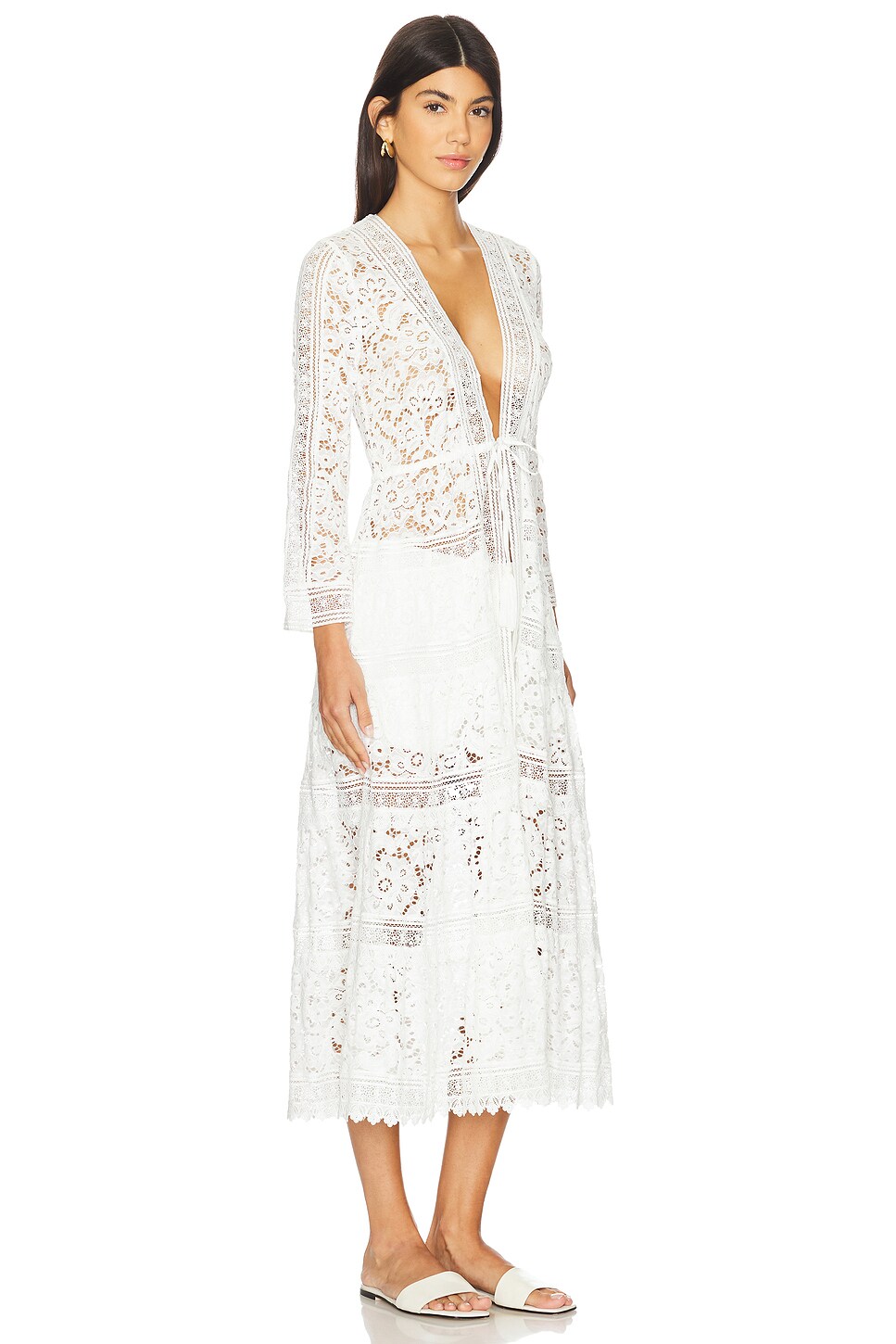 Talia Drawstring Robe Alice + Olivia Talia Drawstring Robe in Off White | REVOLVE
