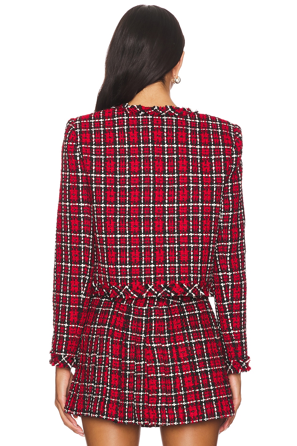 alice + olivia Kidman Jacket in School Girl Plaid Bright Ruby thumbnail