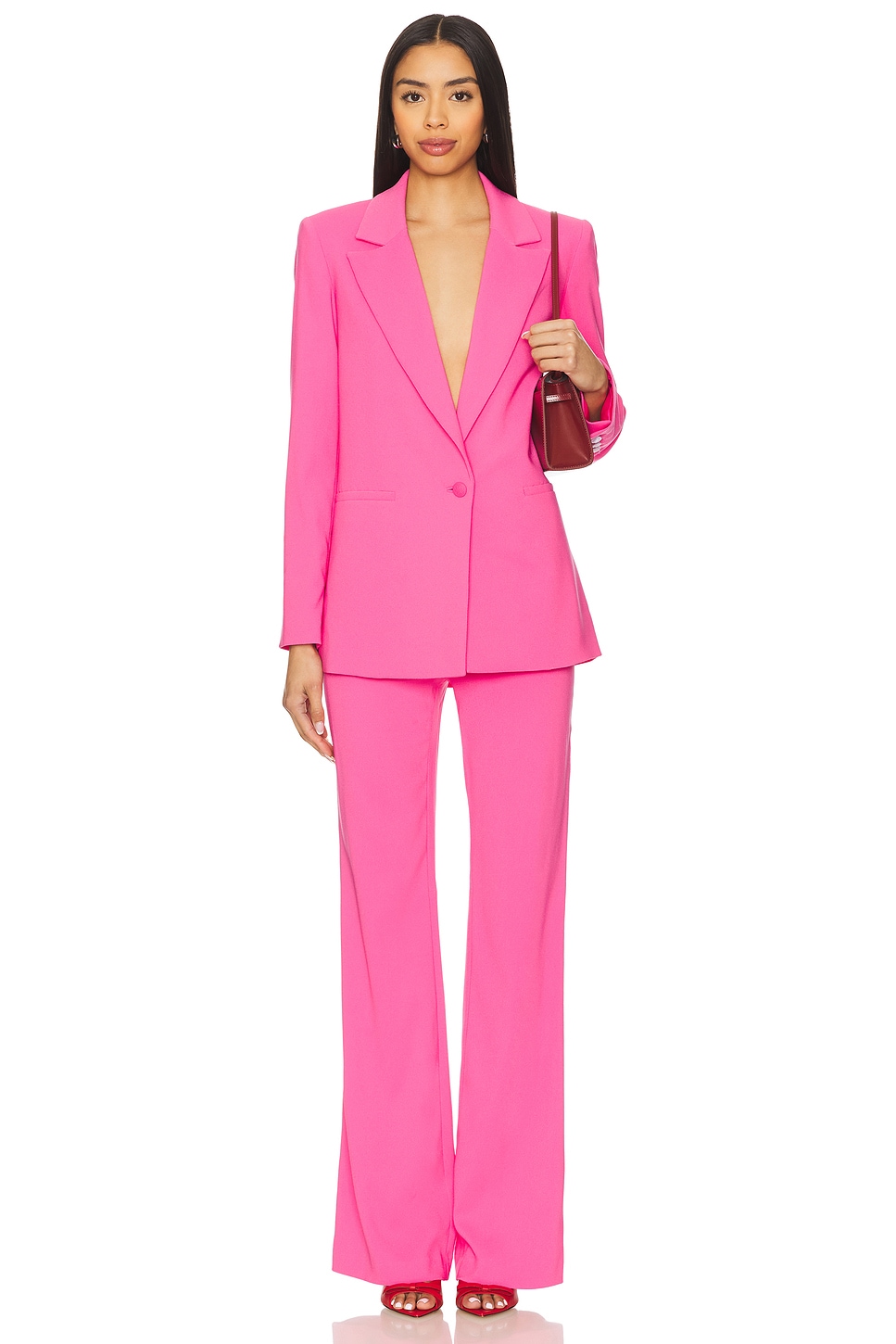 Alice + Olivia Denny Notch Collar Boyfriend Blazer in Wild Pink