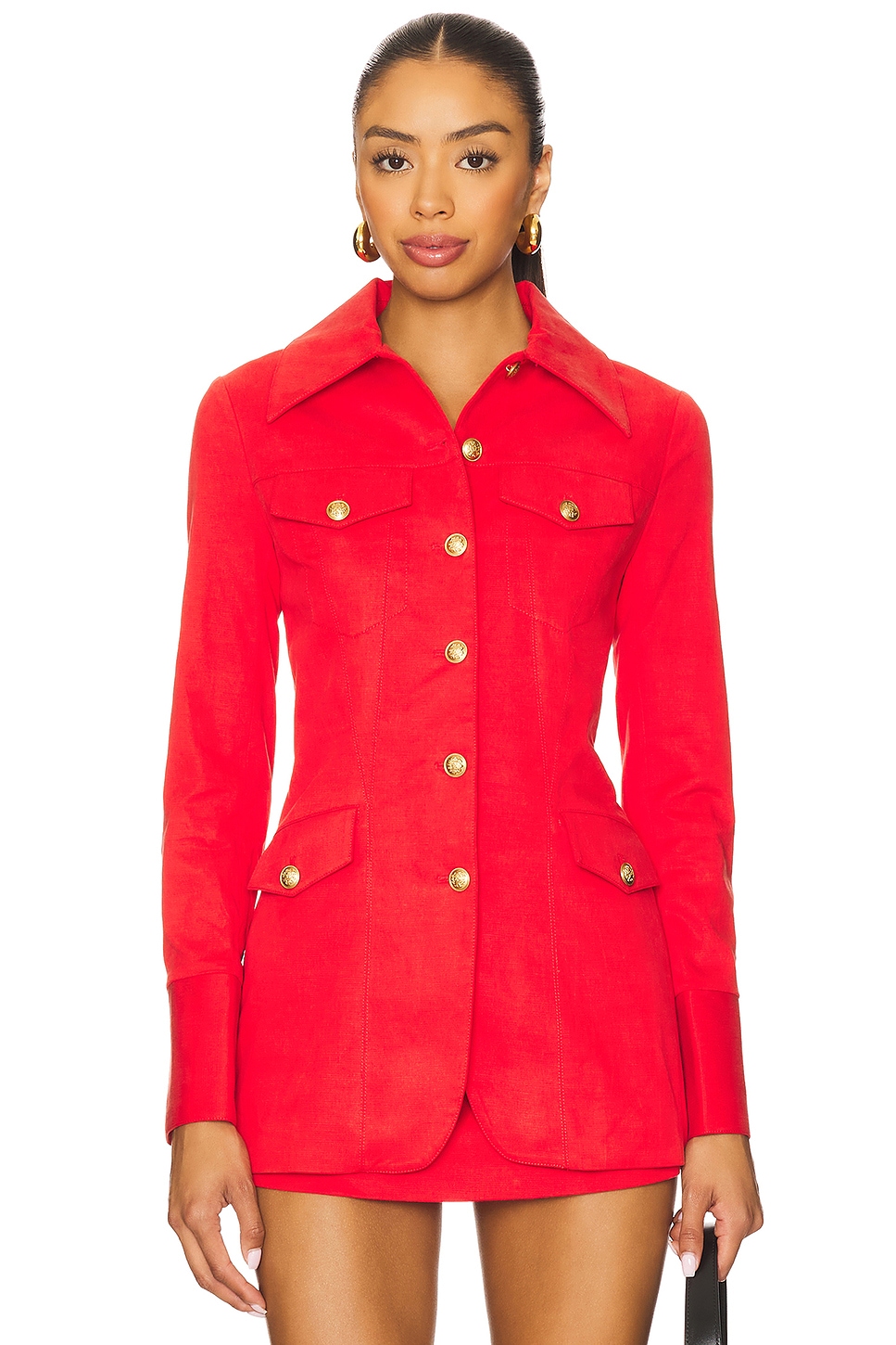 Alice + Olivia Dorothie Jacket in Bright Ruby | REVOLVE