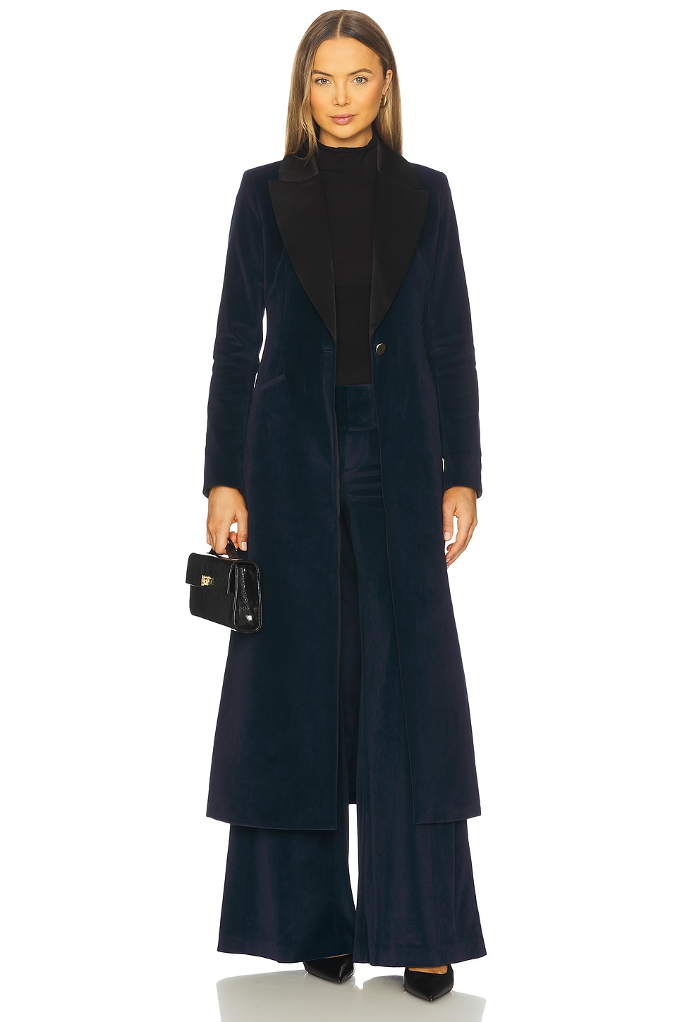 Alice + Olivia Theo Notch Collar Coat in Dark Midnight Blue | REVOLVE