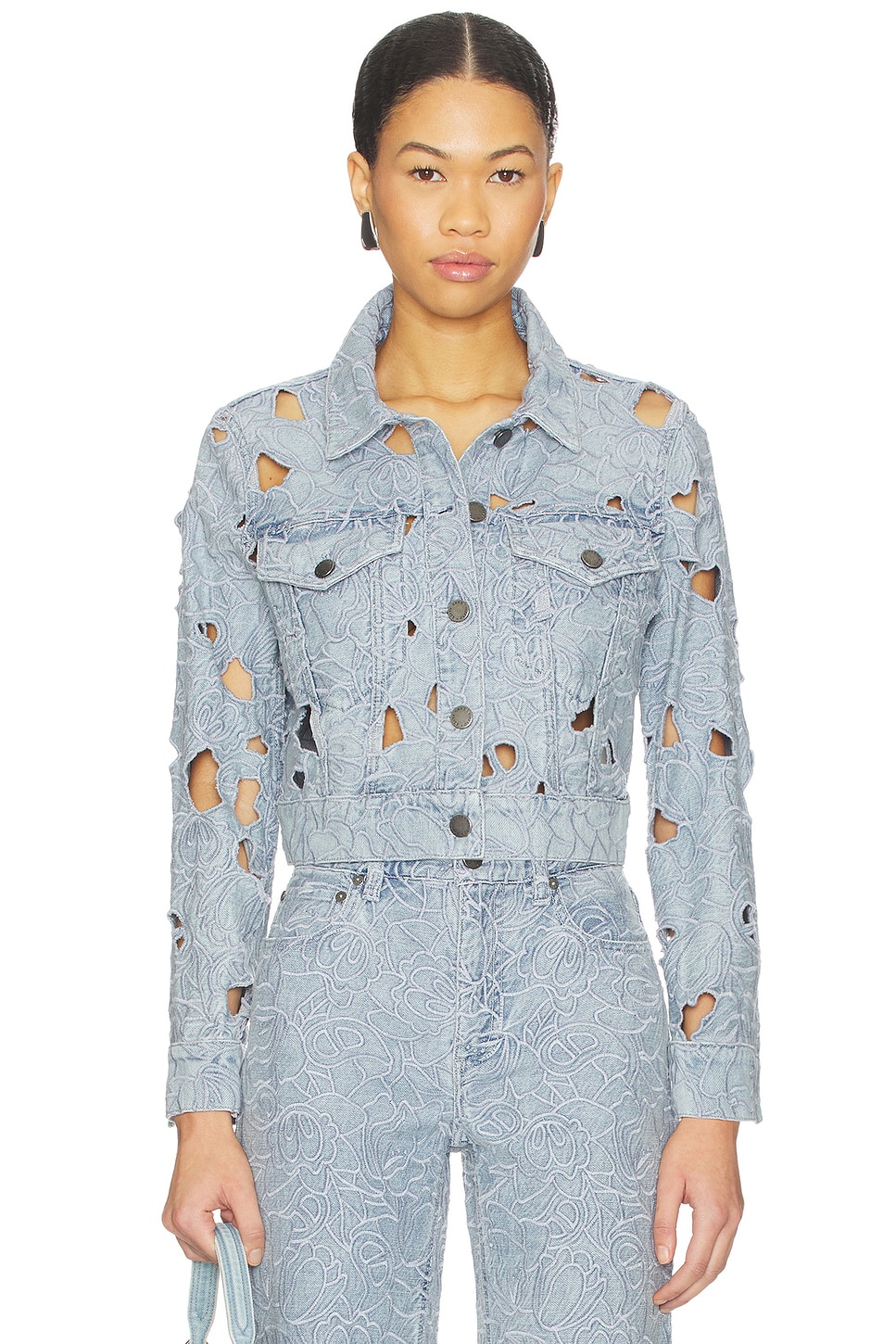 Alice + Olivia Chloe Denim Jacket in Rockstar Blue | REVOLVE