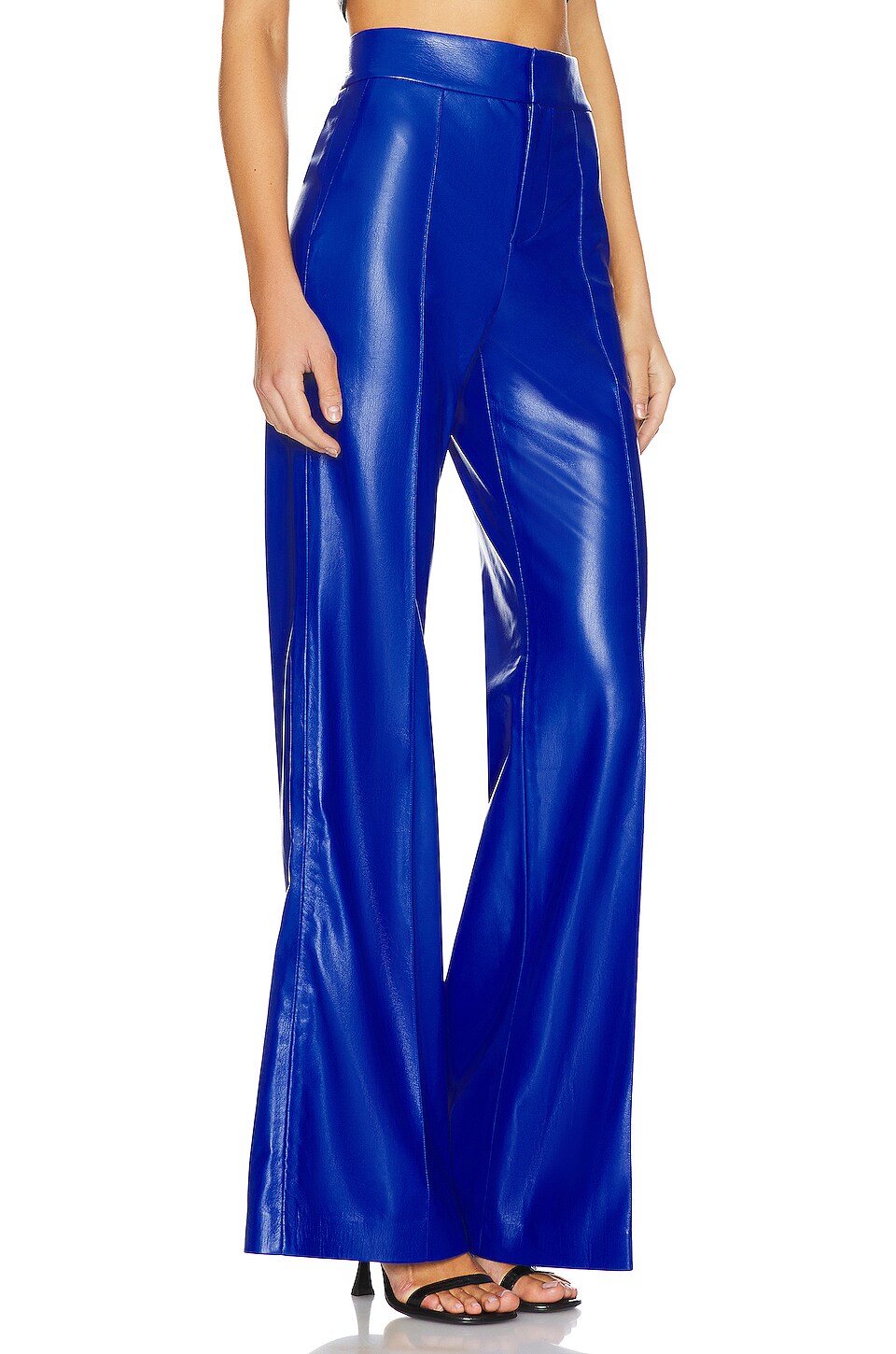 Alice + Olivia Dylan Faux Leather Wide Leg Pant in Royalty