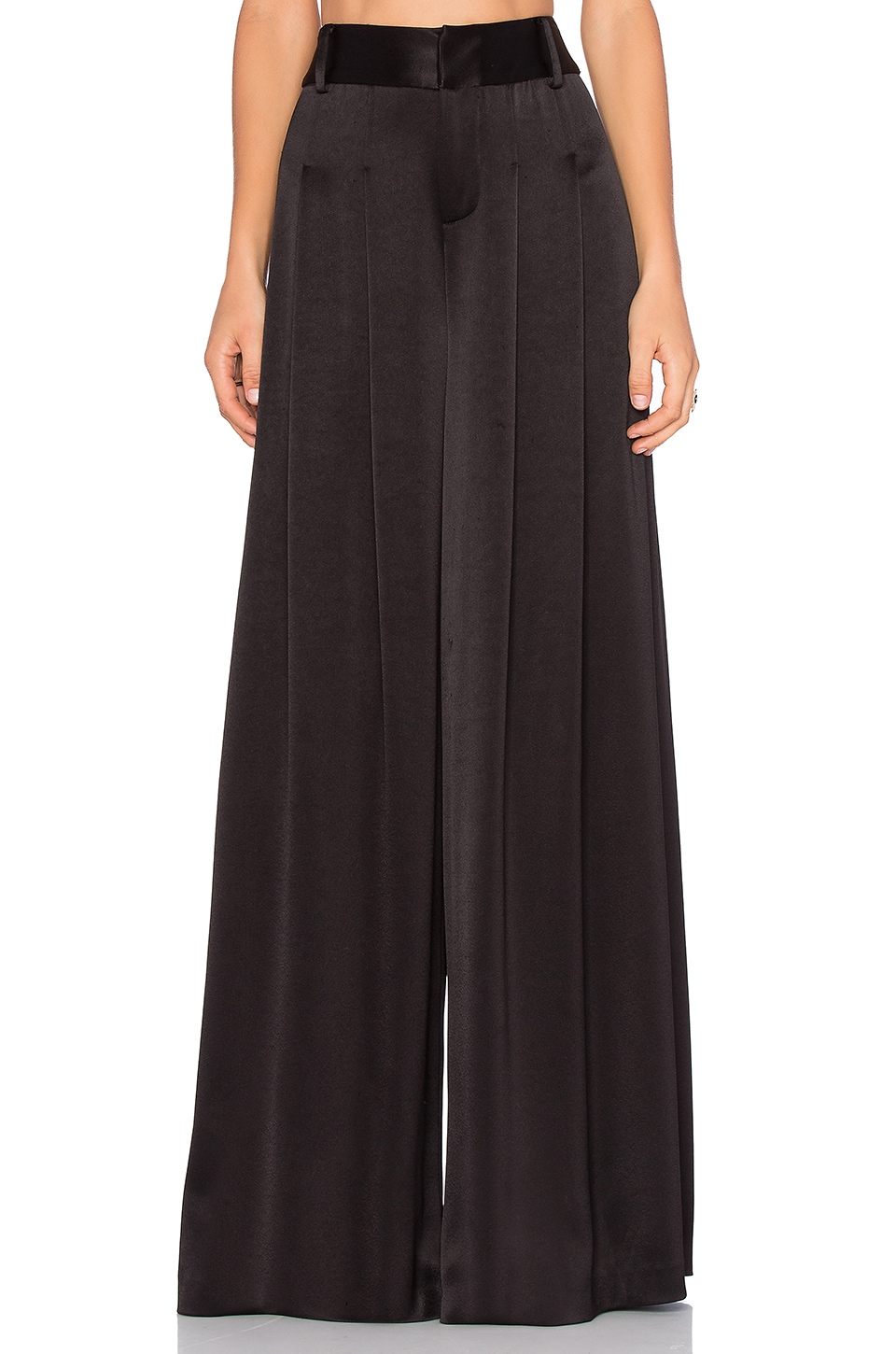 Alice + Olivia Wide Leg Flutter Pant in Black | REVOLVE