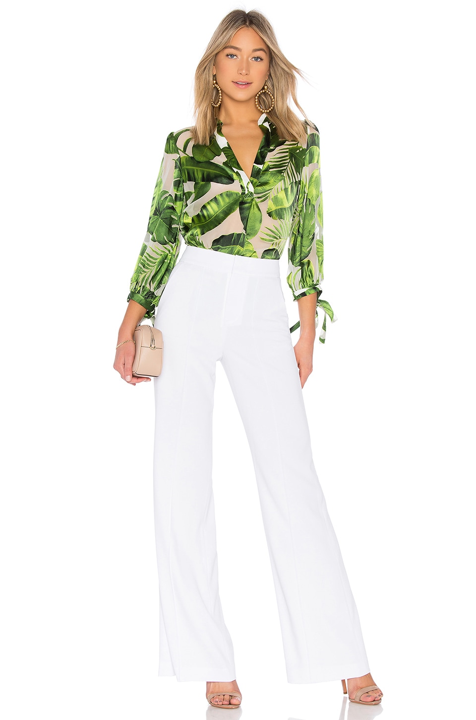 Alice + Olivia Dylan High Waisted Fitted Pant in White | REVOLVE
