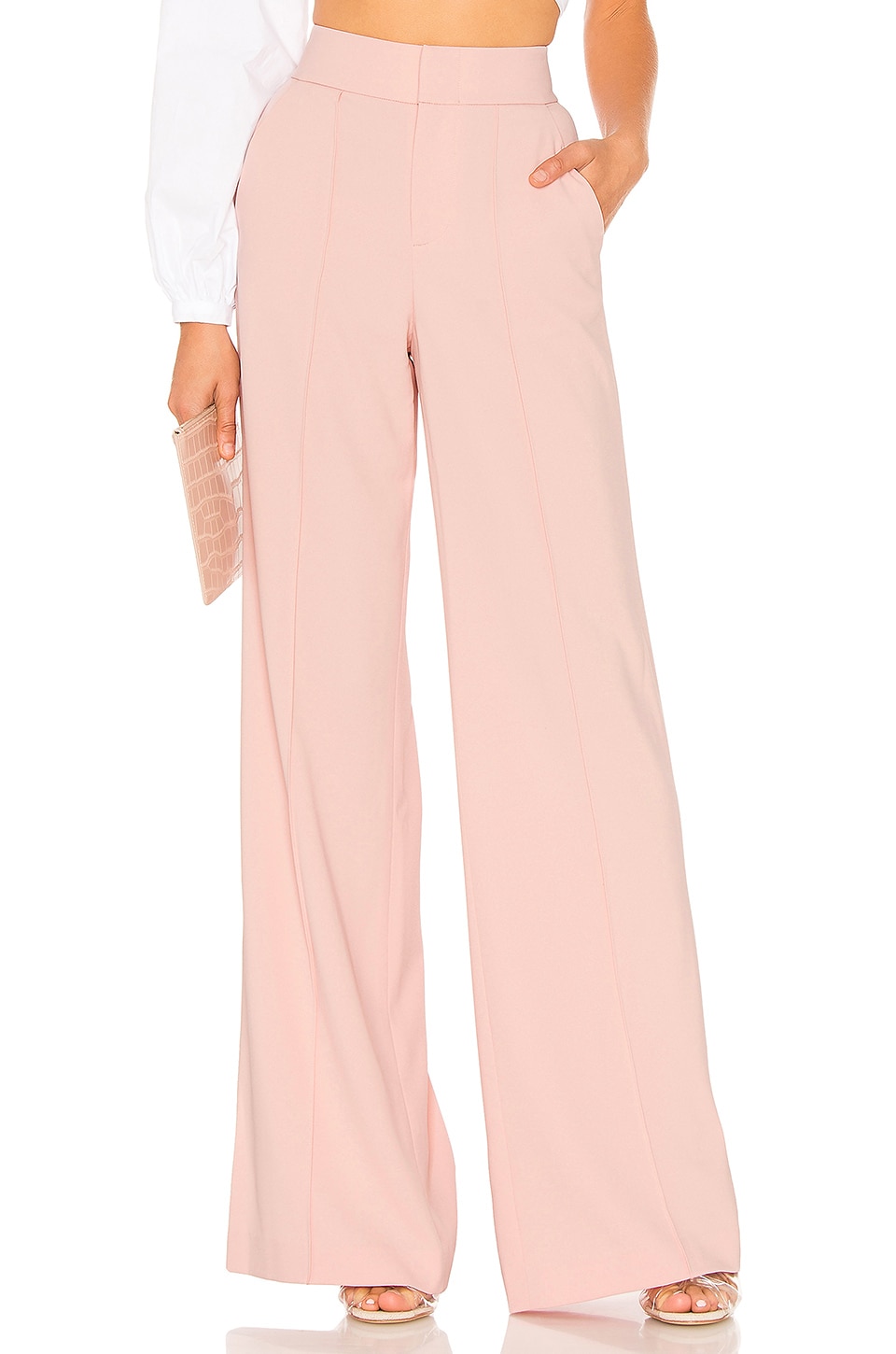 Alice + Olivia Dylan High Waisted Fitted Pant in Blush | REVOLVE